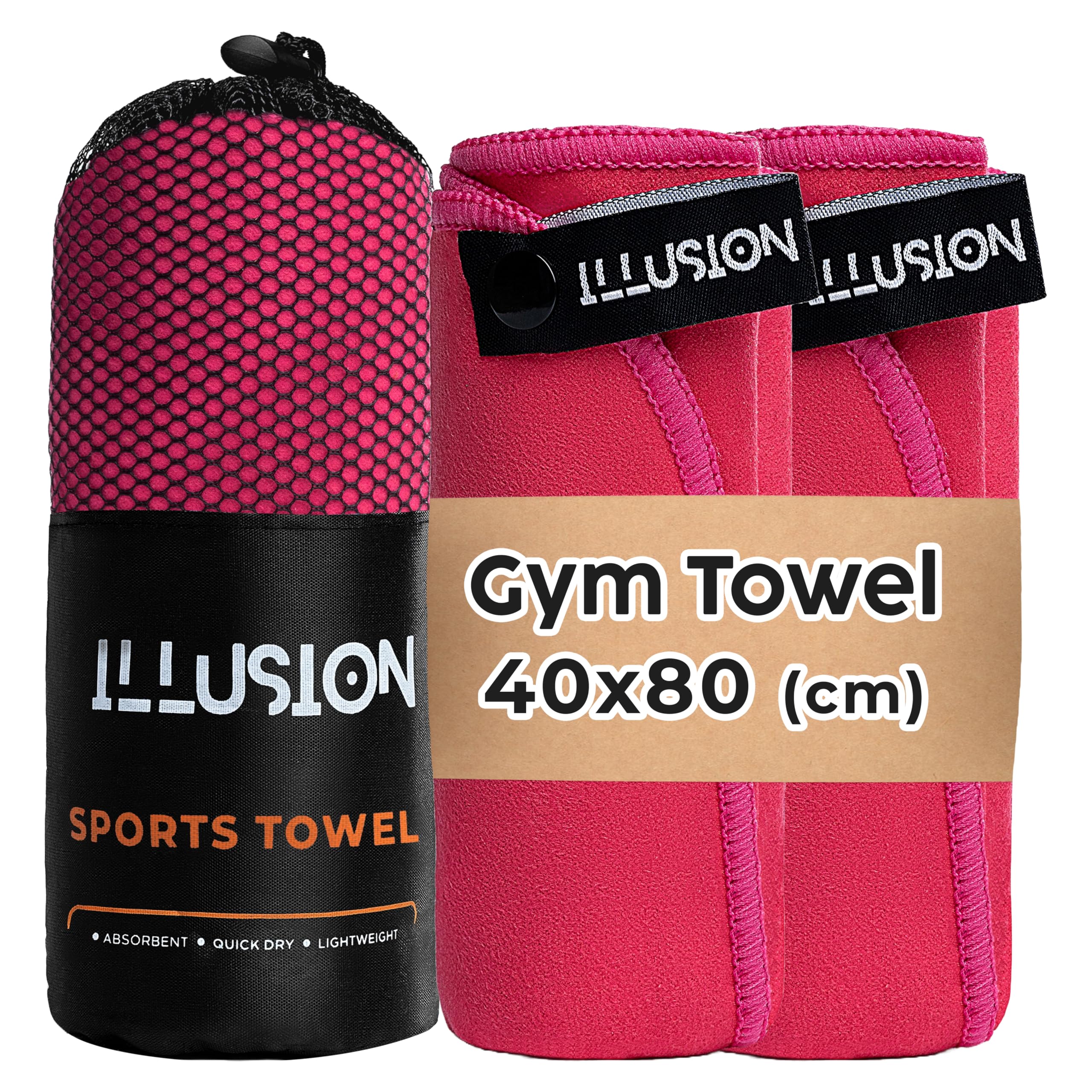 Illusion Women's Blush Pink Small Microfibre Gym Towel For Active Sports (40X80cm) - Lightweight Quick Dry Towel - Ideal For Cardio, Cycling, Strength Training, Yoga, And Running, Perfect For Athletes Training Outdoors