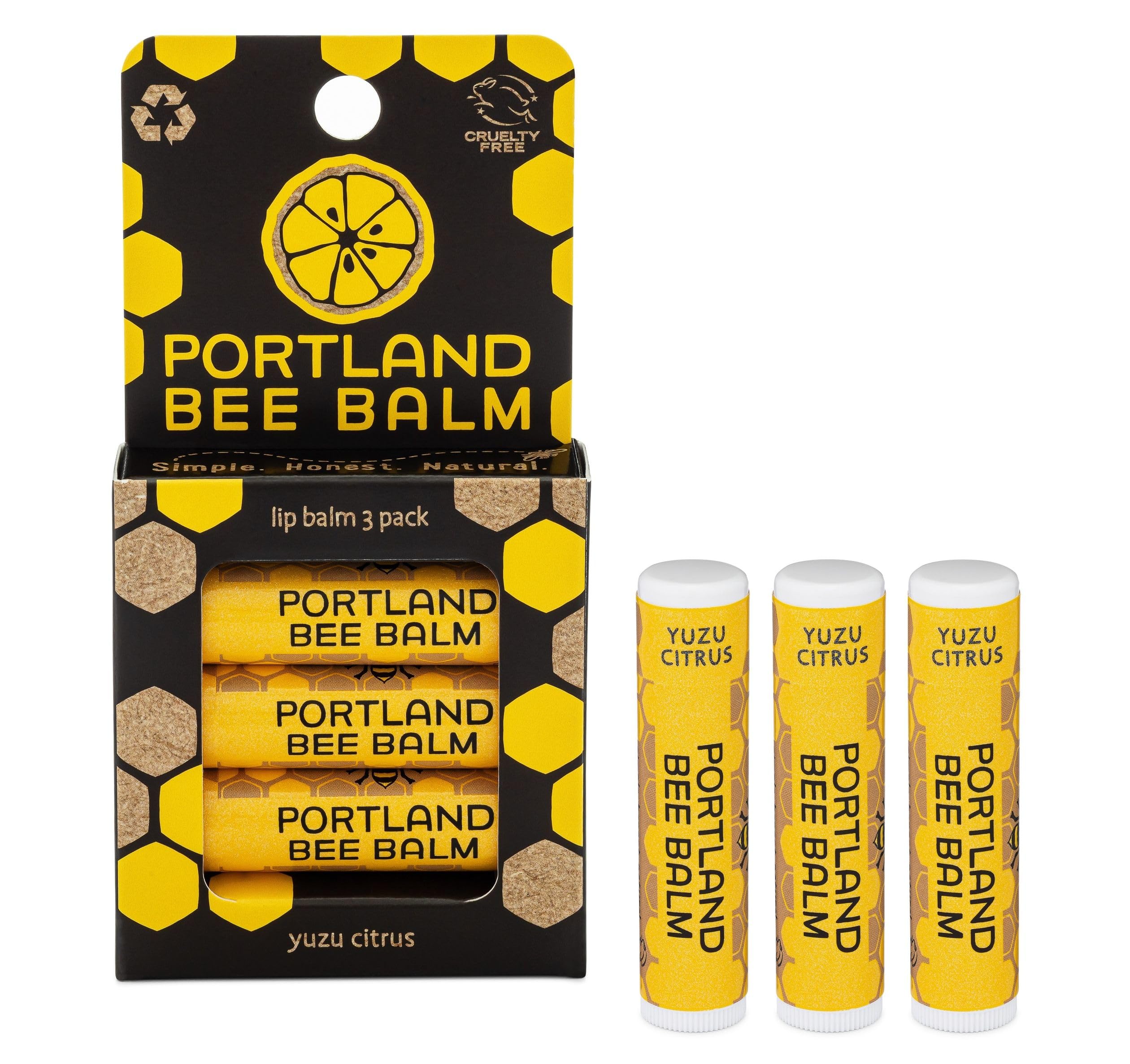 All Natural Handmade Beeswax Based Lip Balm, Yuzu Citrus 3 Count