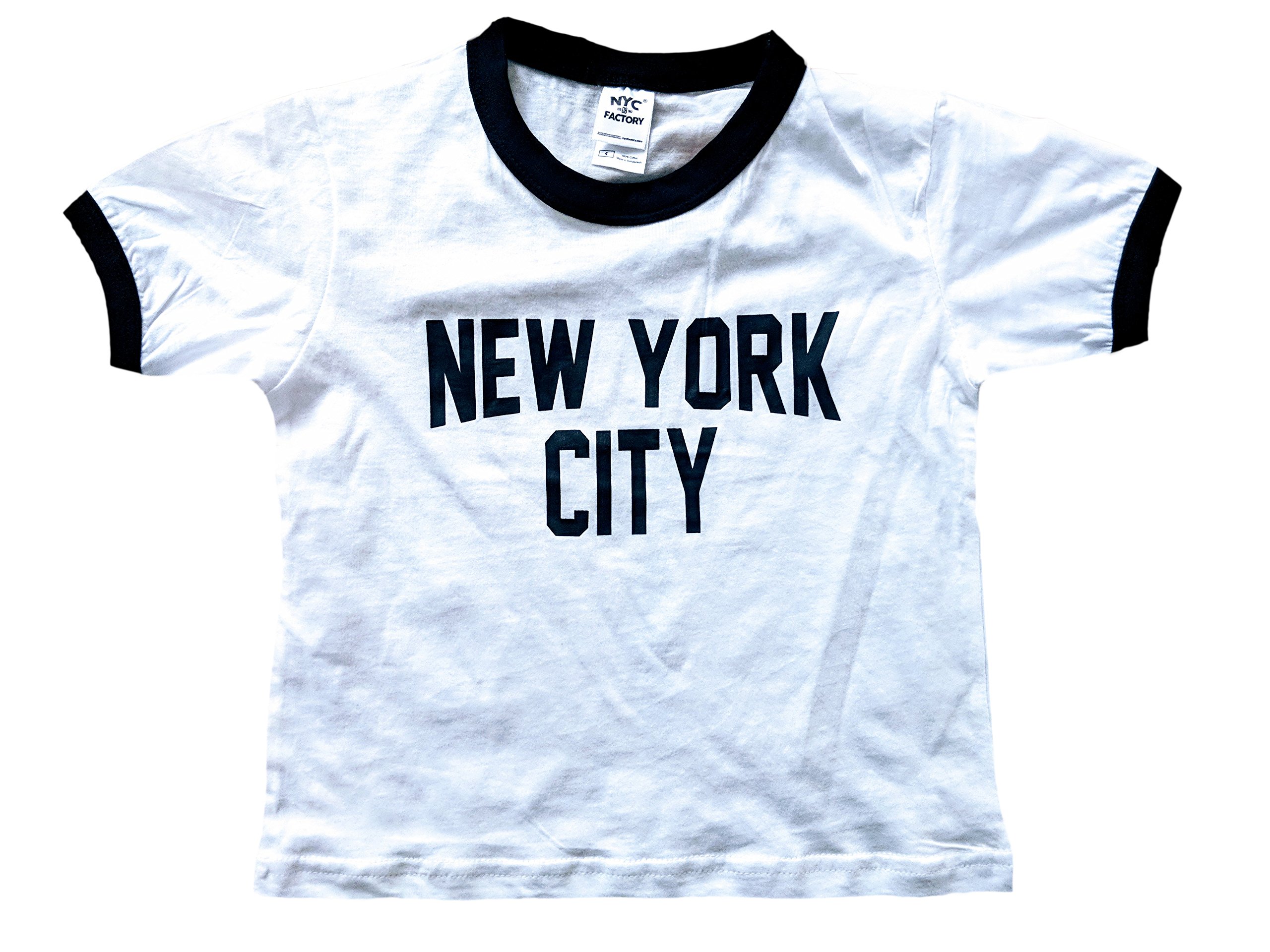 New York City Toddler Ringer T-Shirt, White-Black (2T)