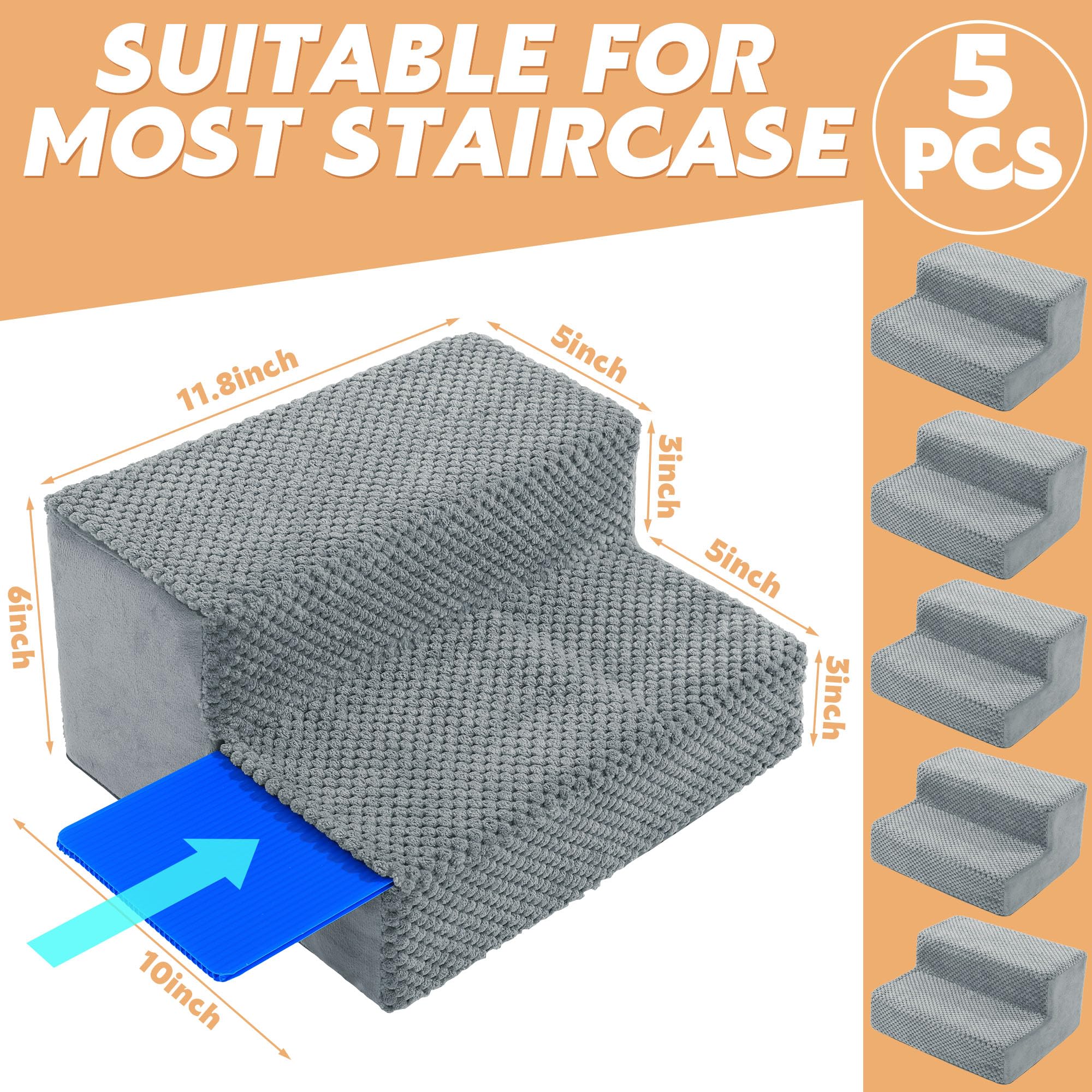 Snapklik.com : 2-Step Dog Ramp For Stairs, High Density Foam Dog Stairs ...