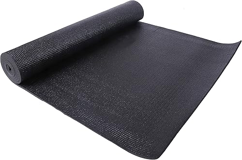 Vista 4 de Fitvids All Purpose 1/4-Inch High Density Anti-Tear Exercise Yoga Mat with Carrying Strap, Multiple Colors Negro
