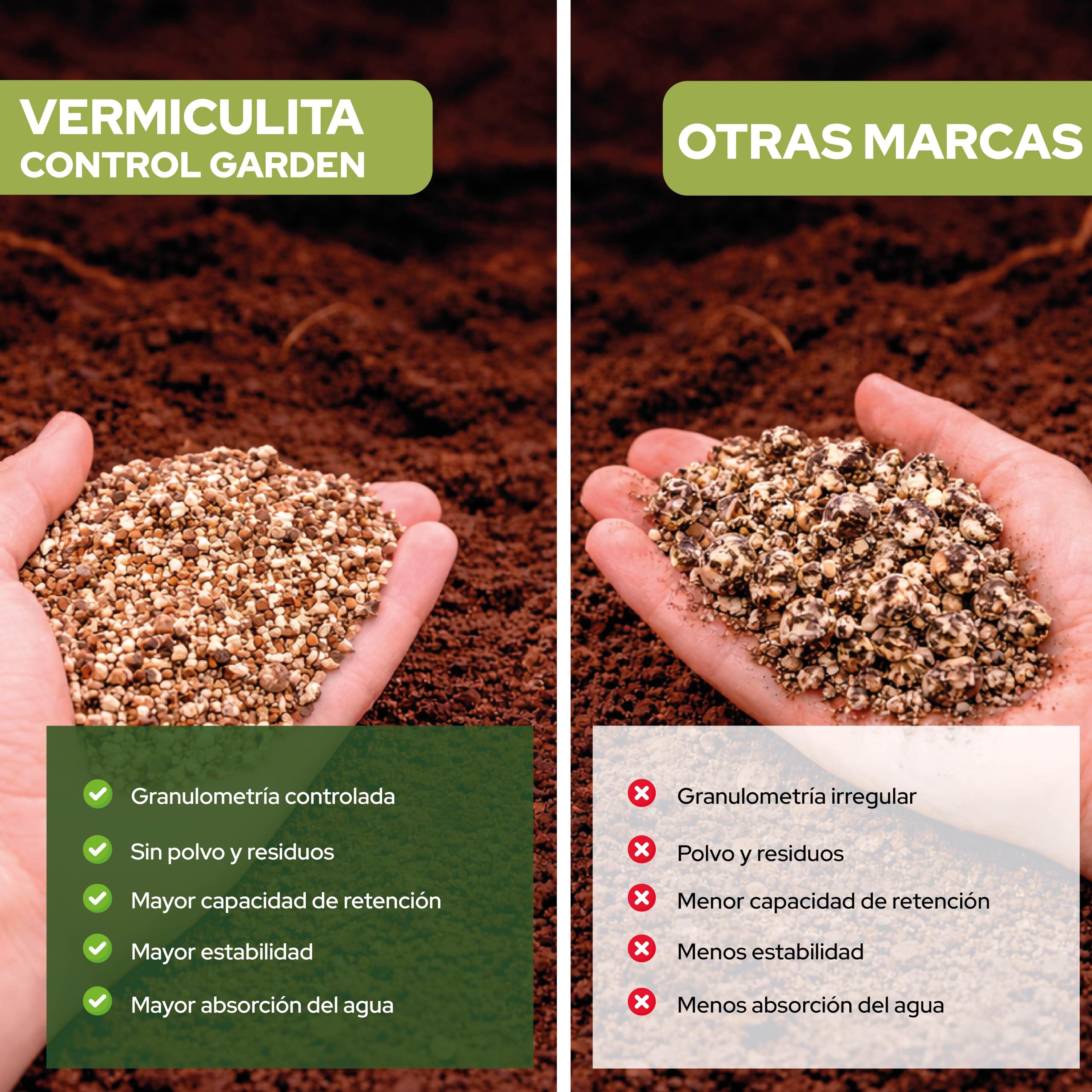 Control Garden Vermiculita 100L | Tierra para Plantas y Cultivos Interior y Exterior | Sustrato Natural para Semillas | Fabricado en España
