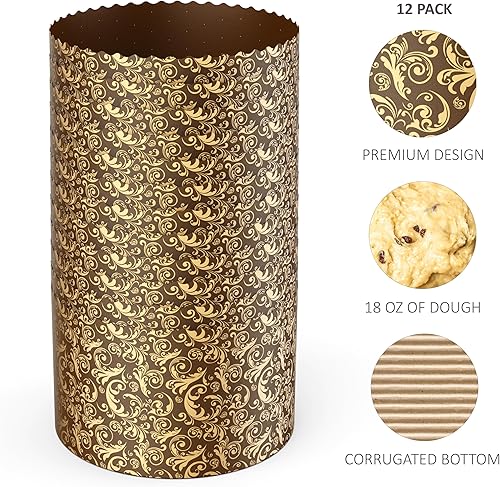 Miniatura 5 de Hermoso molde de papel para panettone de 18 onzas, juego de 12 formas de papel para hornear pan, pasteles o pastelería de Pascua, molde desechable