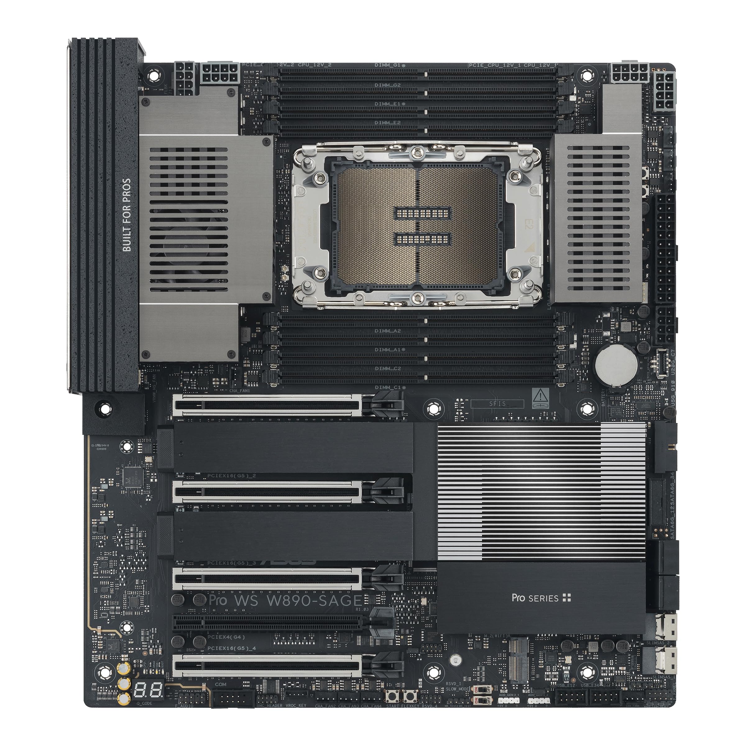 ASUS Pro WS W890-SAGE Intel? W890 (LGA 4710-2) CEB Workstation Motherboard, PCIe 5.0 x16, M.2, SlimSAS, 10Gb+2.5Gb LAN, Ready for IPMI Expansion Card, 12+(2+2)+1+2 Stages, USB4?, USB 20Gbps Type-C-image-3