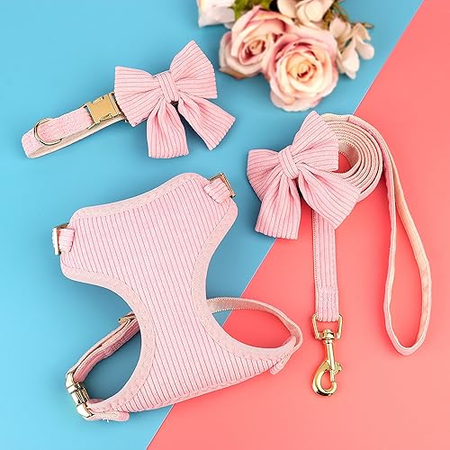 Miniatura 8 de Didog Lindo arnés para perro pequeño con corbata de lazo, arnés acolchado de malla suave transpirable para cachorro, arnés rosa para perros para