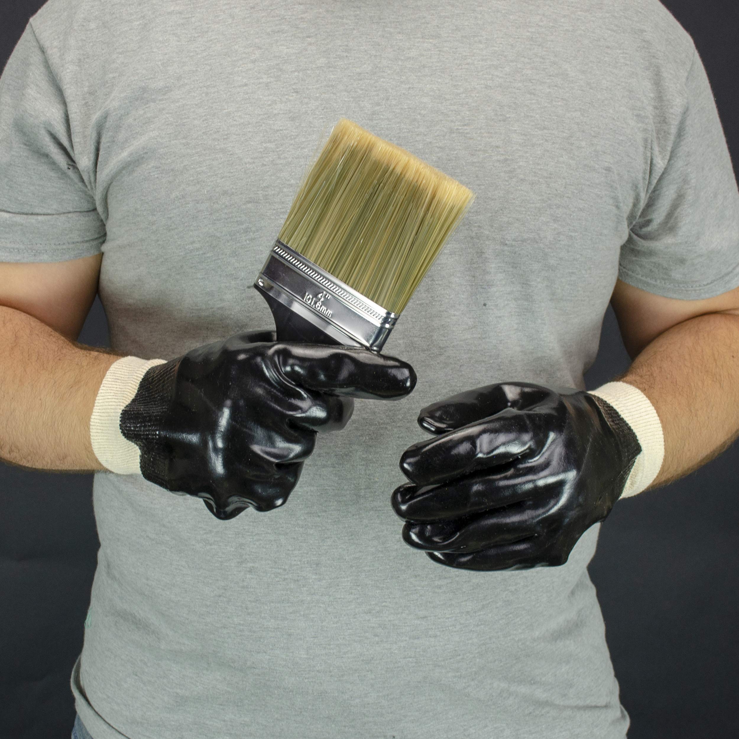 West Chester 12000 con forro de tejido revestido de PVC guante, trabajo, punto de la muñeca, 9 – 5 8 cm de largo, tamaño grande, negro (paquete de 1 par)