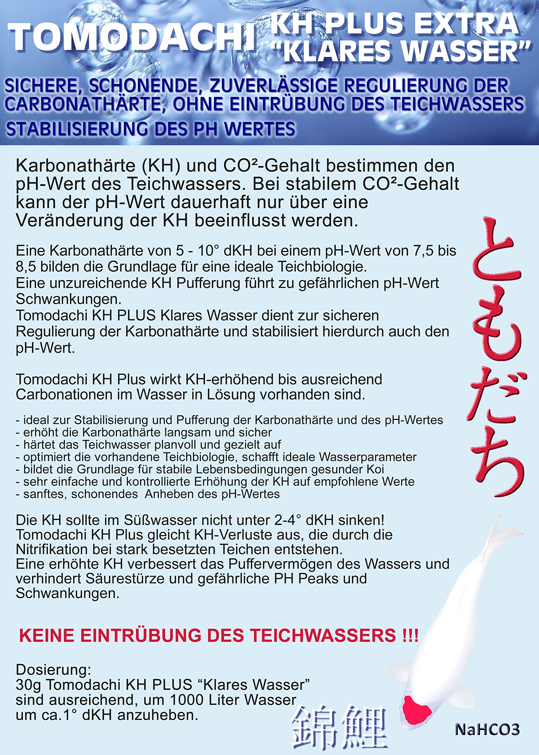 KH Plus Koiteich Carbonathärte Plus Teich PH Puffer erhöht das Säurebindungsvermögen PH-stabil hebt die KH ohne Wassertrübung gesundes Teichwasser – gesunde Kois 10kg