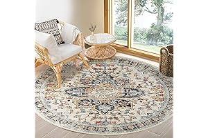 BESTSWEETIE Washable Round Rugs for Living Room Kitchen