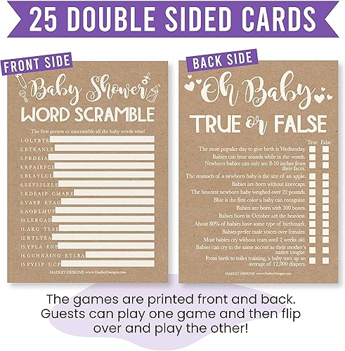 Miniatura 6 de Hadley Designs 25 palabras rústicas para baby shower, 25 juegos verdaderos o falsos, 25 juegos de animales para bebés, 25 juegos de rimas para