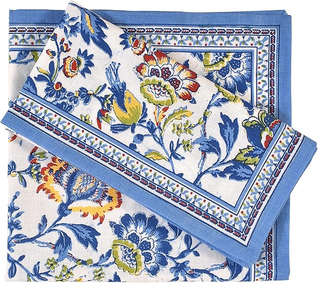 Cloth Napkins Set of 12 Cotton Linen Blend Printed Dinner Napkins Perfect for Parties Dinners Weddings Cocktail Christmas Napkins Cloth 20x20 Blue Floral