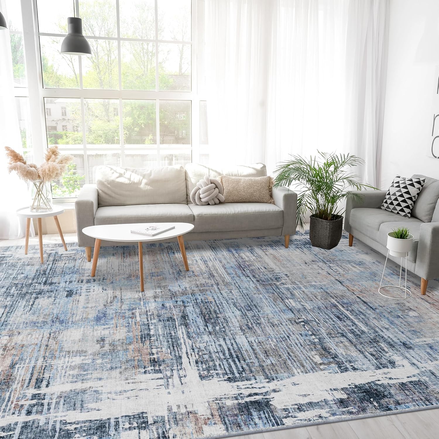 8x10 Area Rugs for Living Room Machine Washable Modern Abstract Printed Rug Soft Non Slip Carpet Stain Resistant Non-Shedding Rugs for Bedroom Dining Room Kitchen Office