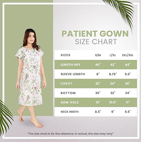 Miniatura 38 de Utopia Care Vestido de hospital, 100% algodón para paciente Azulejo rosa,Chicle azul,Gris Floral,Floral rosa,Azul Polkadots,Gris Polkadots,Polkadots