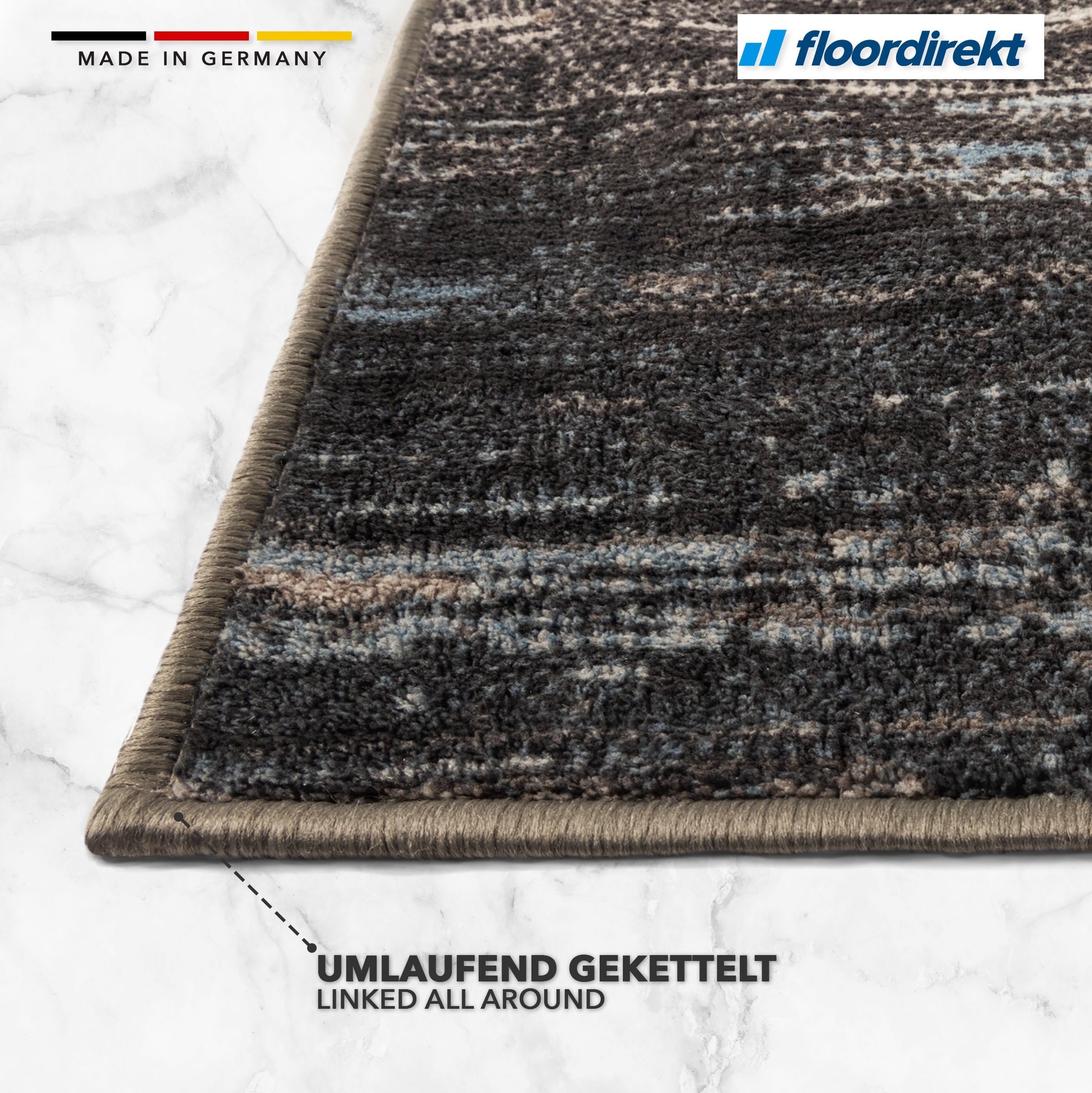 Floordirekt Tapis de couloir, de cuisine, de couloir et de salon - Antidérapant et moderne pour le salon et la chambre à coucher - Vendu au mètre - 80 x 700 cm - Motif marron, beige, gris, Archway