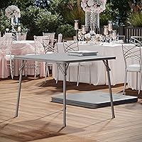 Vista 5 de Flash Furniture Madelyn - Mesa plegable cuadrada de 33.5" multiusos para jugar cartas con tapa de vinilo acolchada, mesa plegable portátil para Gris