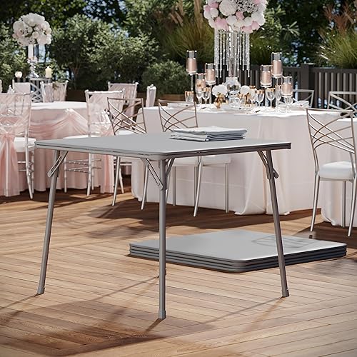 Miniatura 5 de Flash Furniture - Mesa cuadrada gris con patas plegables para jugar cartas