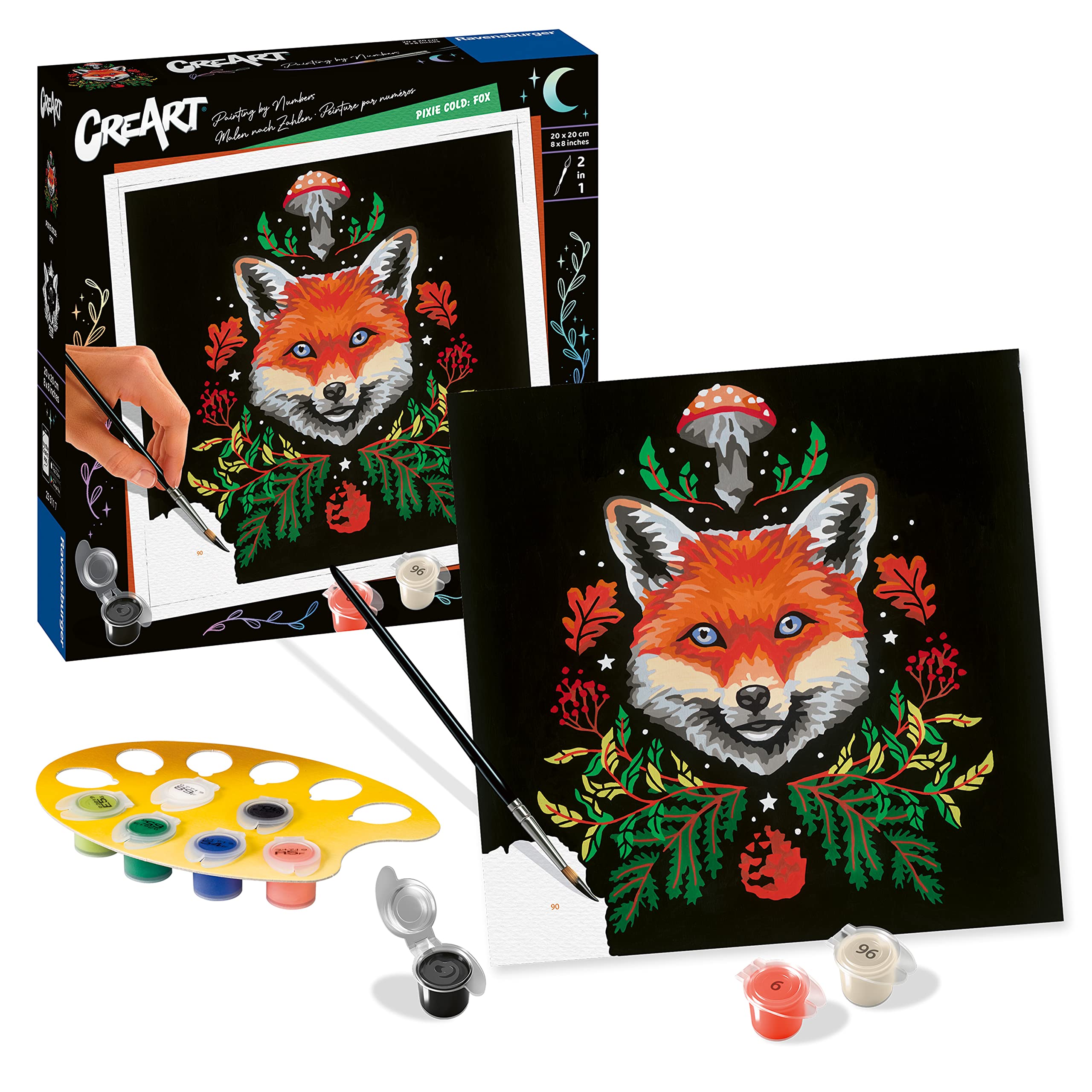 Ravensburger CreArt Pixie Cold Edition Fox Paint by Numbers for Adults Craft Kits for Adults and Kids Age 12 Years Up