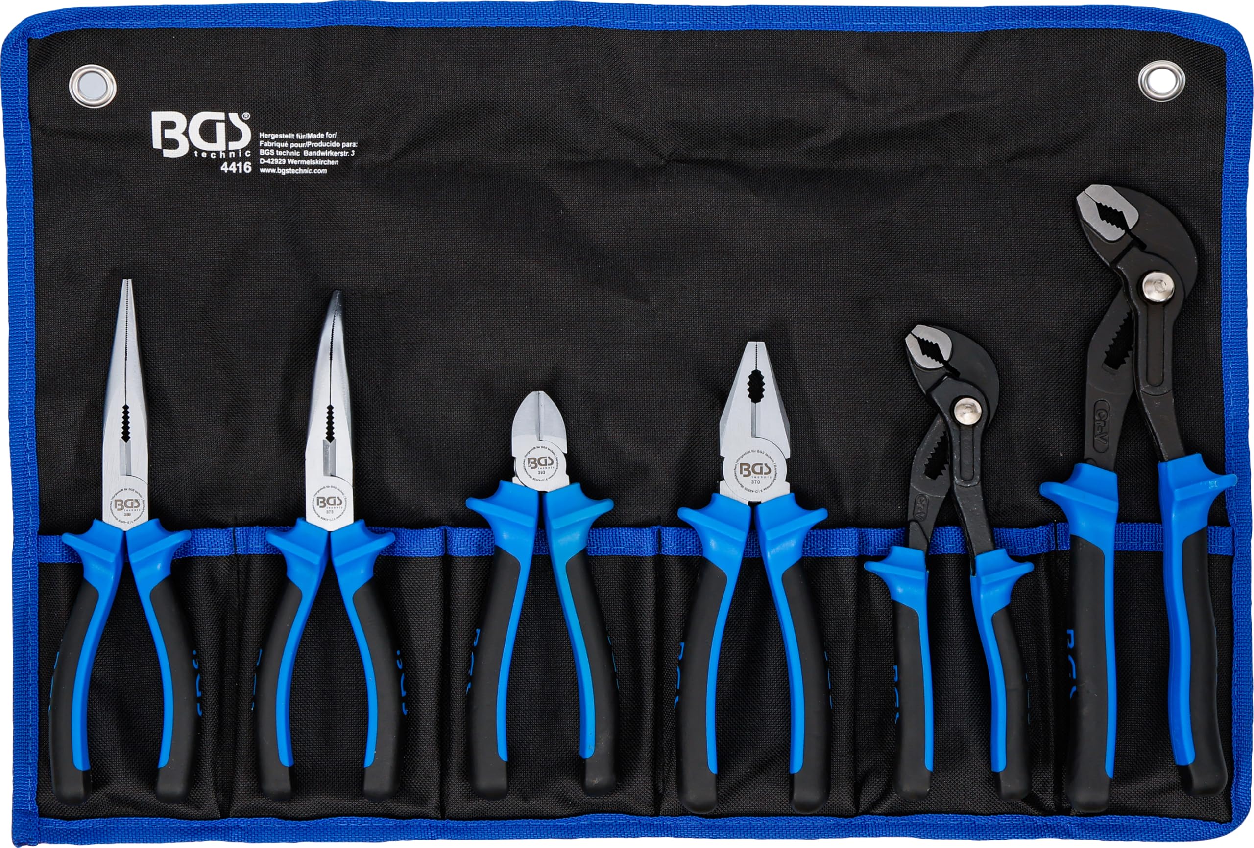 BGS 4416 | Zangen-Satz | 6-tlg. | Chrom-Vanadium-Stahl | Tasche