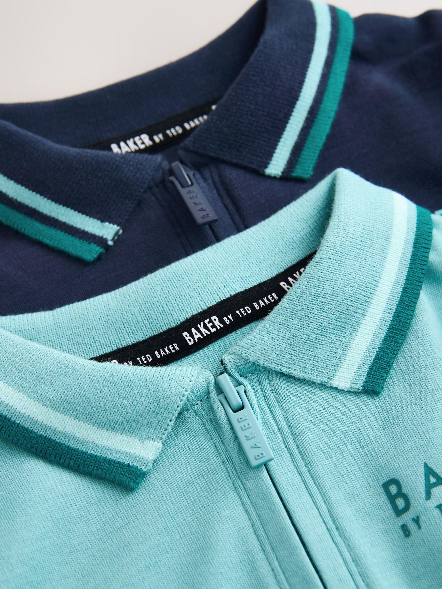 Noworodki chłopcy Zestaw 2 niebieskich pajacyków z kołnierzykiem polo Baker by Ted Baker