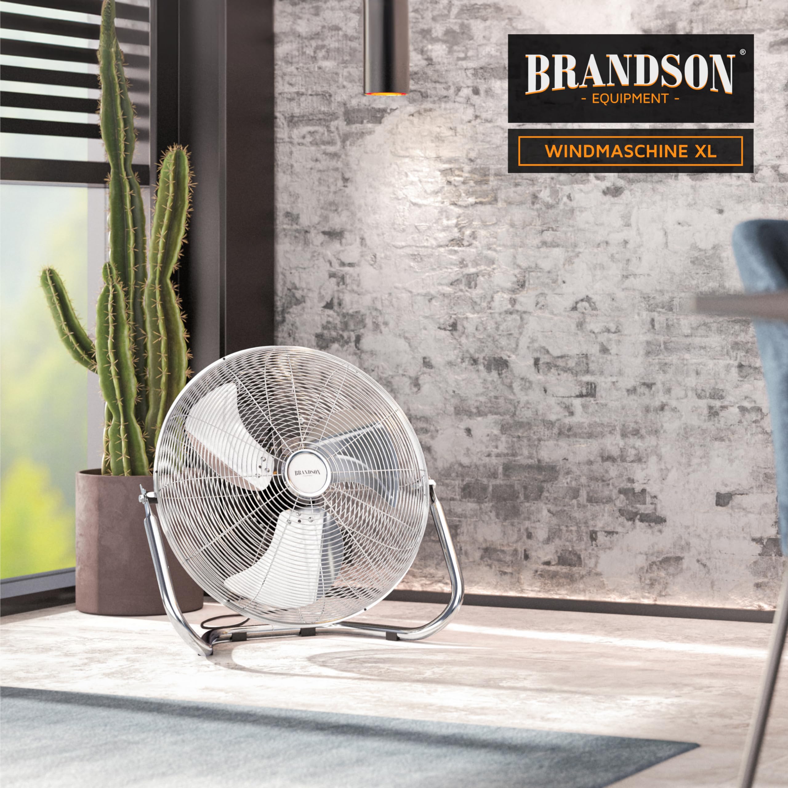 Brandson - Windmaschine Retro Stil 200 Watt - Sieger Ventilatoren und Luftkühler 2026 - Standventilator 57 cm - Bodenventilator - hoher Luftdurchsatz - stufenlos neigbarer Ventilatorkopf - GS