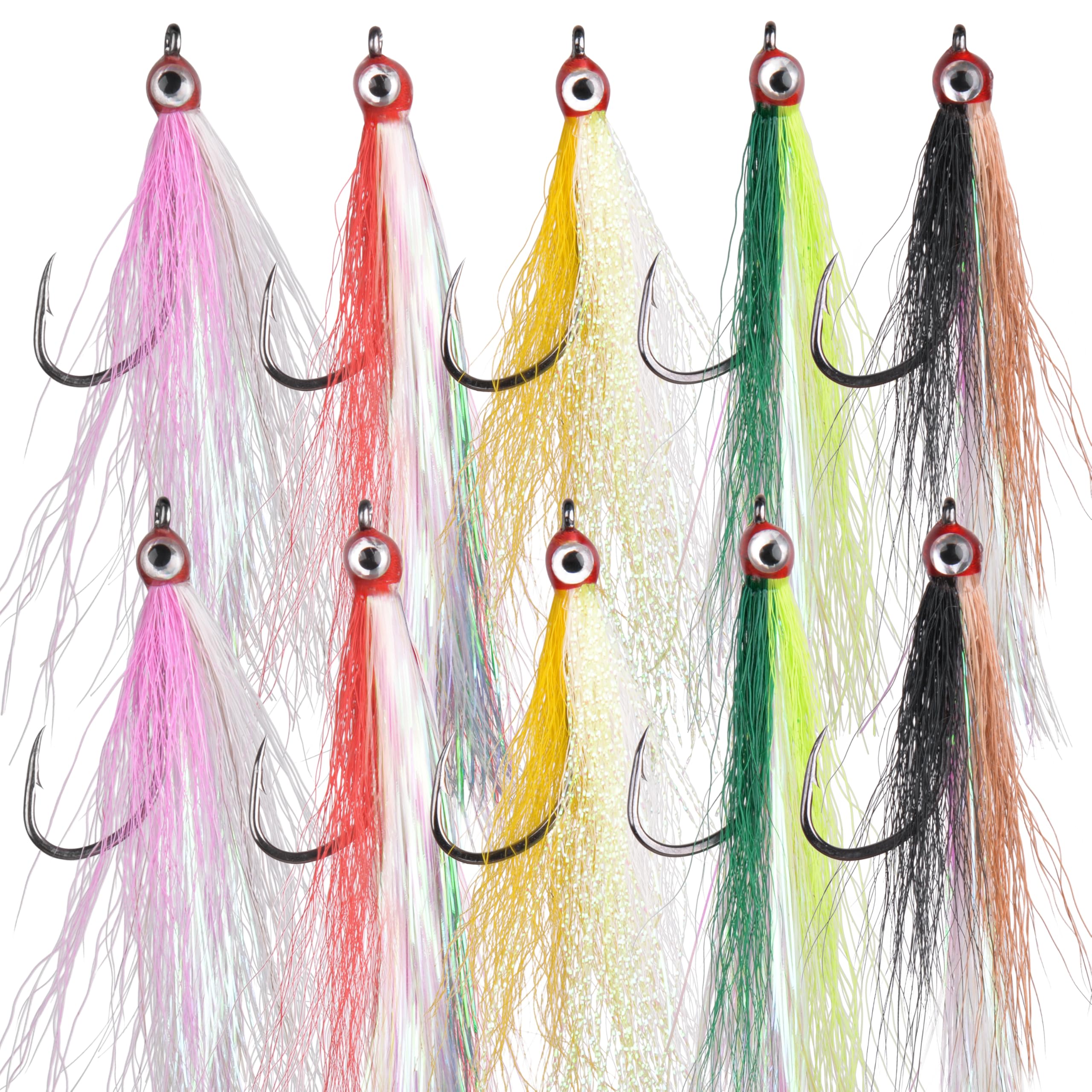 Clouser Minnow Fishing Flies, 10Pcs Streamer Fly Fishing Lure Hand Tied Flies Fishing Teaser Hook Lures for Flounder Salmon Trout Sea Bass Steelhead