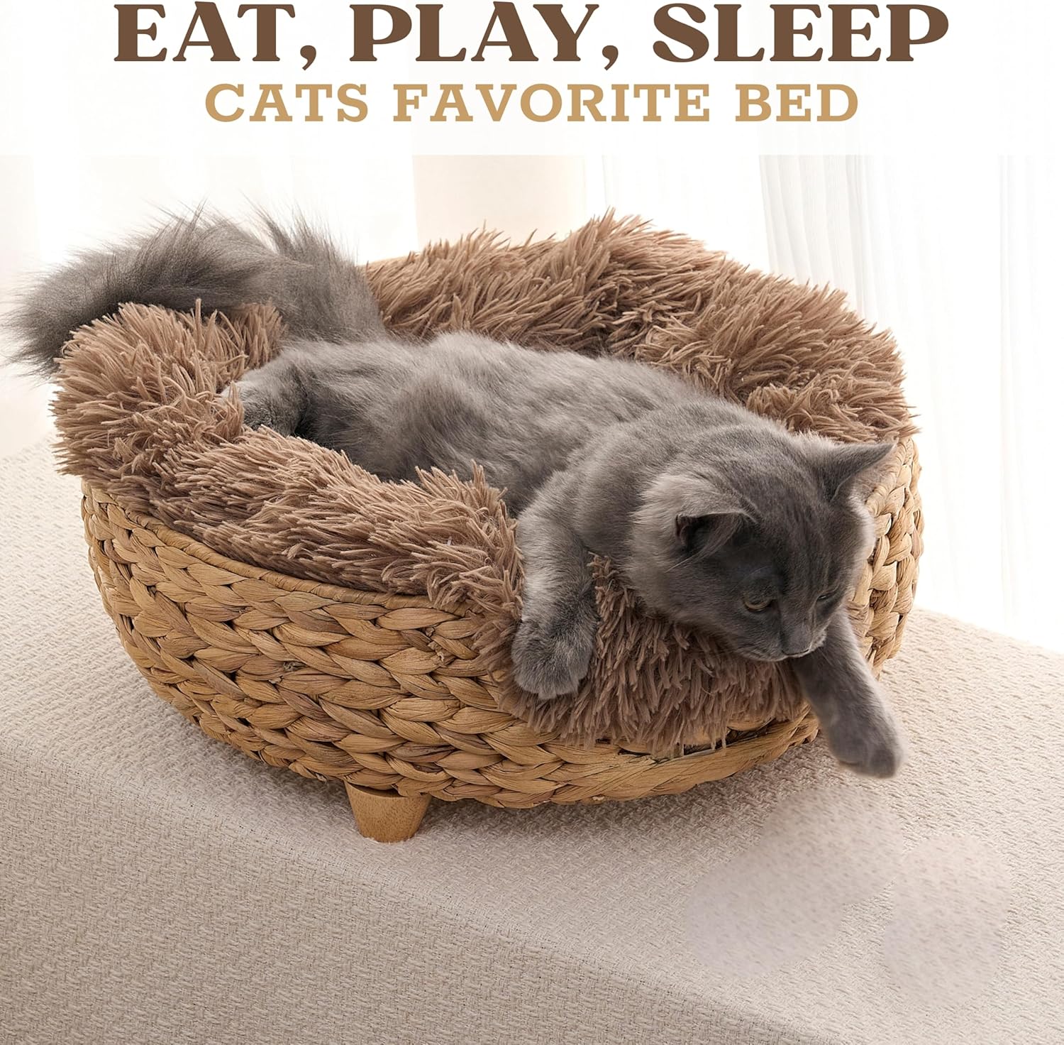 Cat Luxury Large Cat Bed for Indoor Cats, Plush Furniture for Comfort and Relaxation, Soft Covered Nest for Large Cats, Washable Warm Design with Modern Zen Style