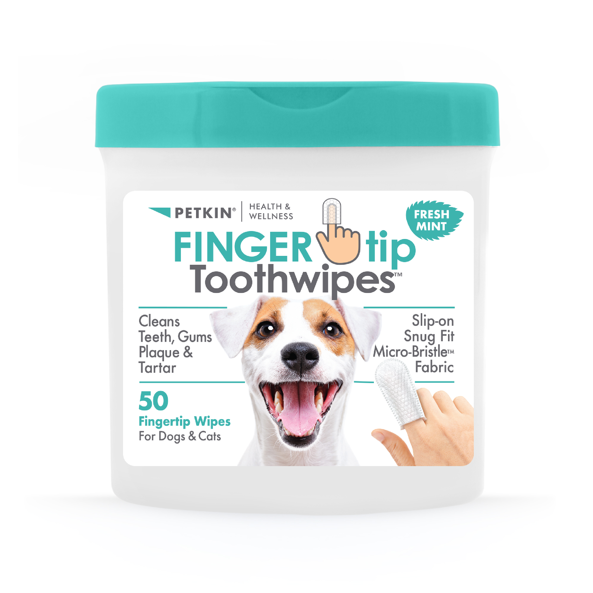 Petkin Fingertip Tooth Wipes for Dogs and Cats, 50 Finger Wipes - Slip-On, Snug Fit, Micro-Bristle Fabric - Cleans Teeth, Gums, Plaque & Tartar - Convenient, Ideal for Home and Travel - Fresh Mint - image 7