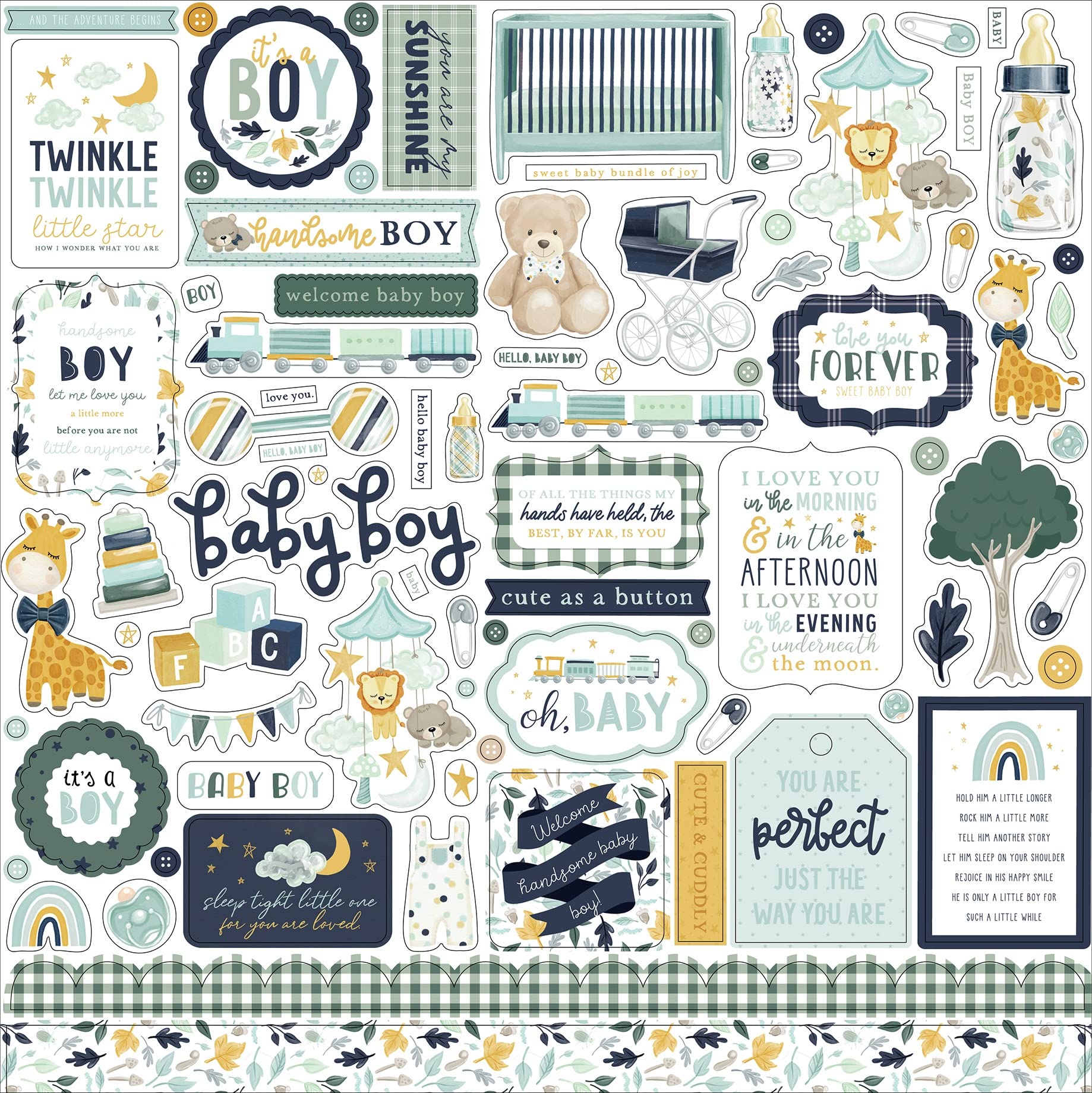 Autocollants Echo Park Paper It's a Boy stickers scrapbooking naissance garçon