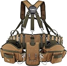 Jackson Palmer Cinturón de herramientas profesional Comfort-Rig con tirantes ajustables (bolsillos desmontables y 2 ganchos para herramientas eléctricas), color marrón y verde