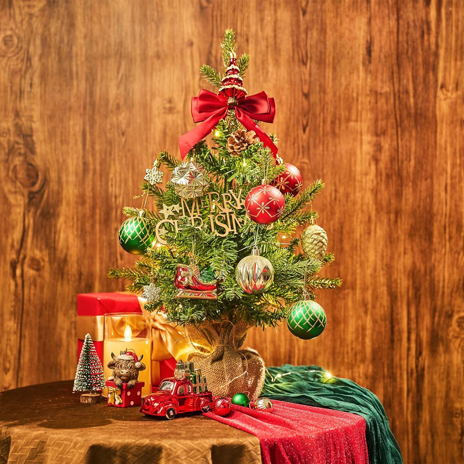 Christmas Ball Ornaments Set for Tree Decorations, 36ct Red Gold Green Classic Shatterproof Plastic Xmas Balls Decor Hanging Ornament Bulk for Holiday Wedding Birthday Party