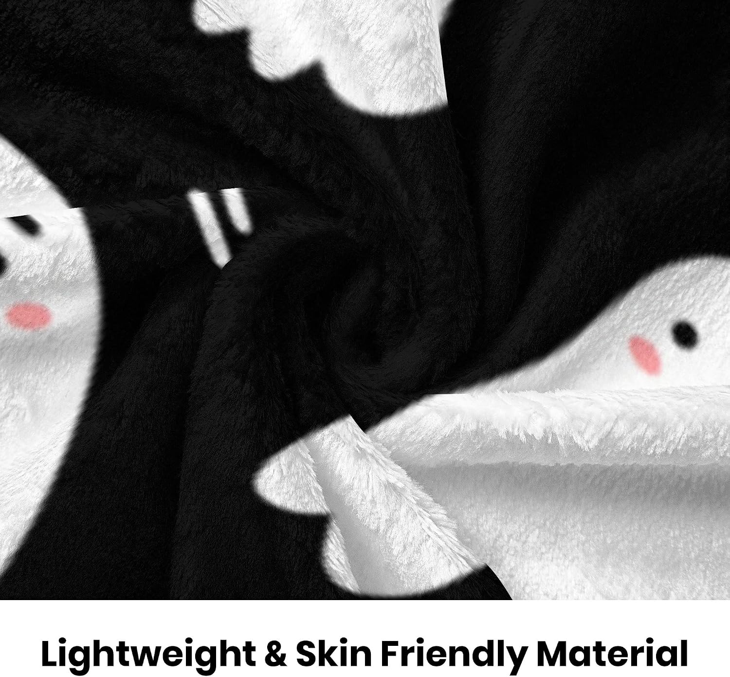 Boo Spooky Blanket Halloween Throw Blankets Gift for Girls Boys, Black and White Ghost Blanket Plush Soft Fleece Flannel for Toddler Kids Adults Lap Chair Halloween Decor 60"X50"