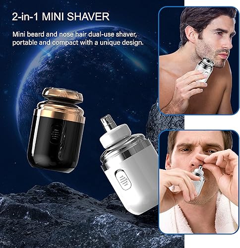 Miniatura 3 de Mini afeitadora eléctrica portátil, 2 en 1, recargable por USB, en seco y húmedo, con recortadora de pelo de nariz giratoria, regalo de tamaño de
