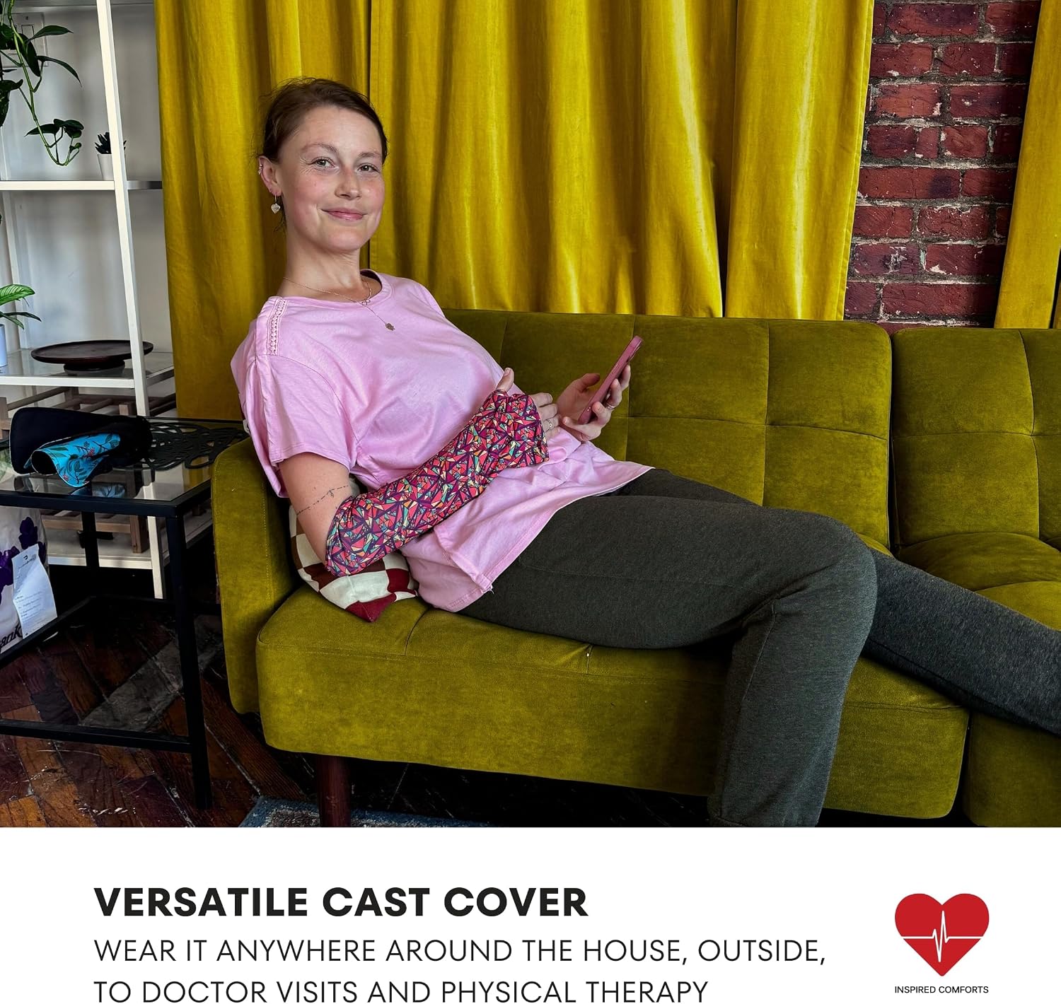 Inspired Comforts Reversible Arm Cast Cover - Washable, Stylish, Elastic Fit Planets Patterns_L