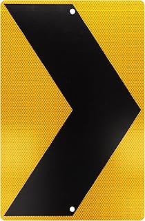 NMC TM161K Chevron Traffic Arrow Sign - 12 in. x 18 in. Heavy Duty Intensity Reflective Aluminum Safety Sign with Black Graphic on Yellow Base
