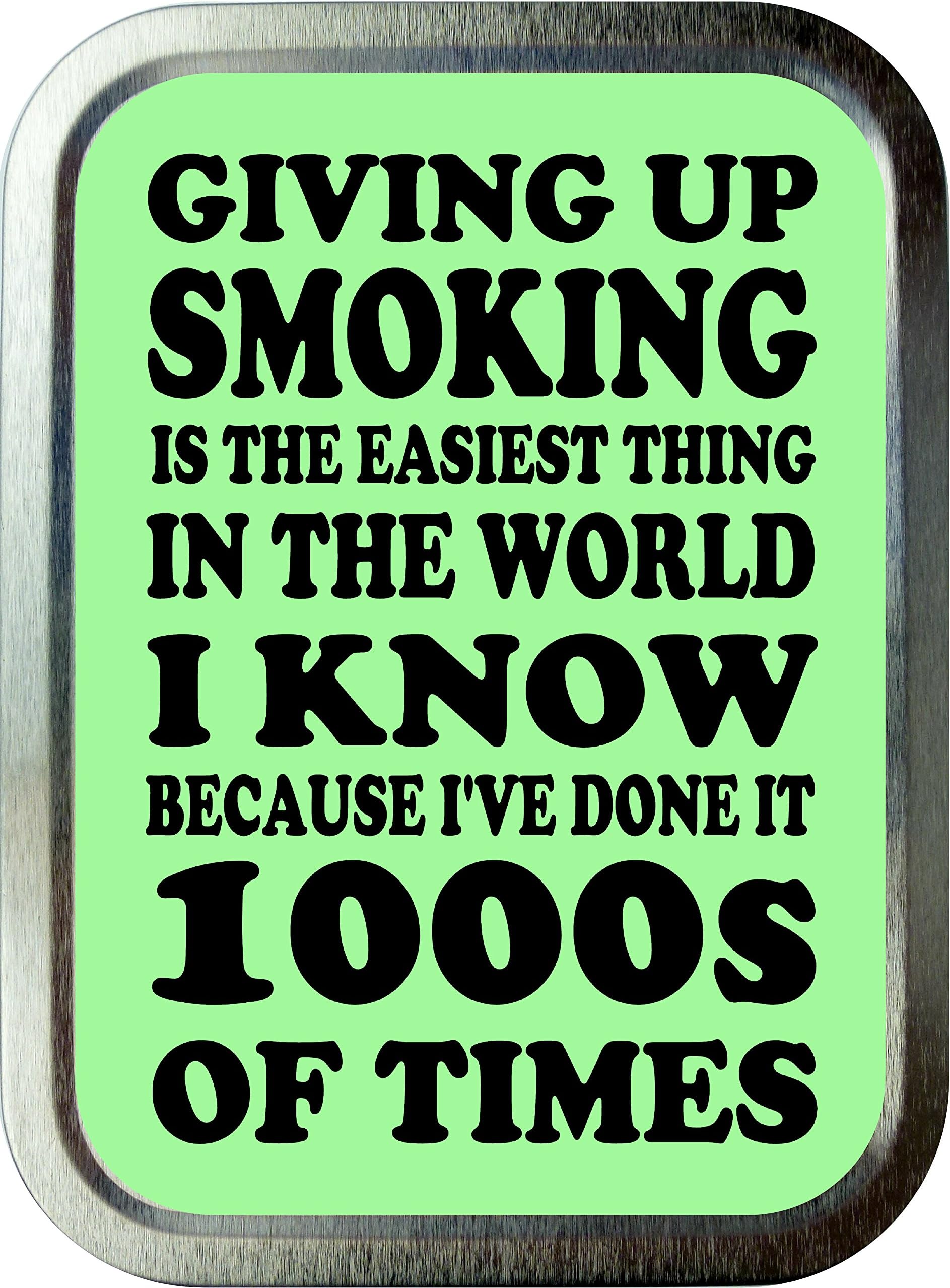 GAVE UP SMOKING 2oz SILVER TOBACCO TIN,GIFT BOX