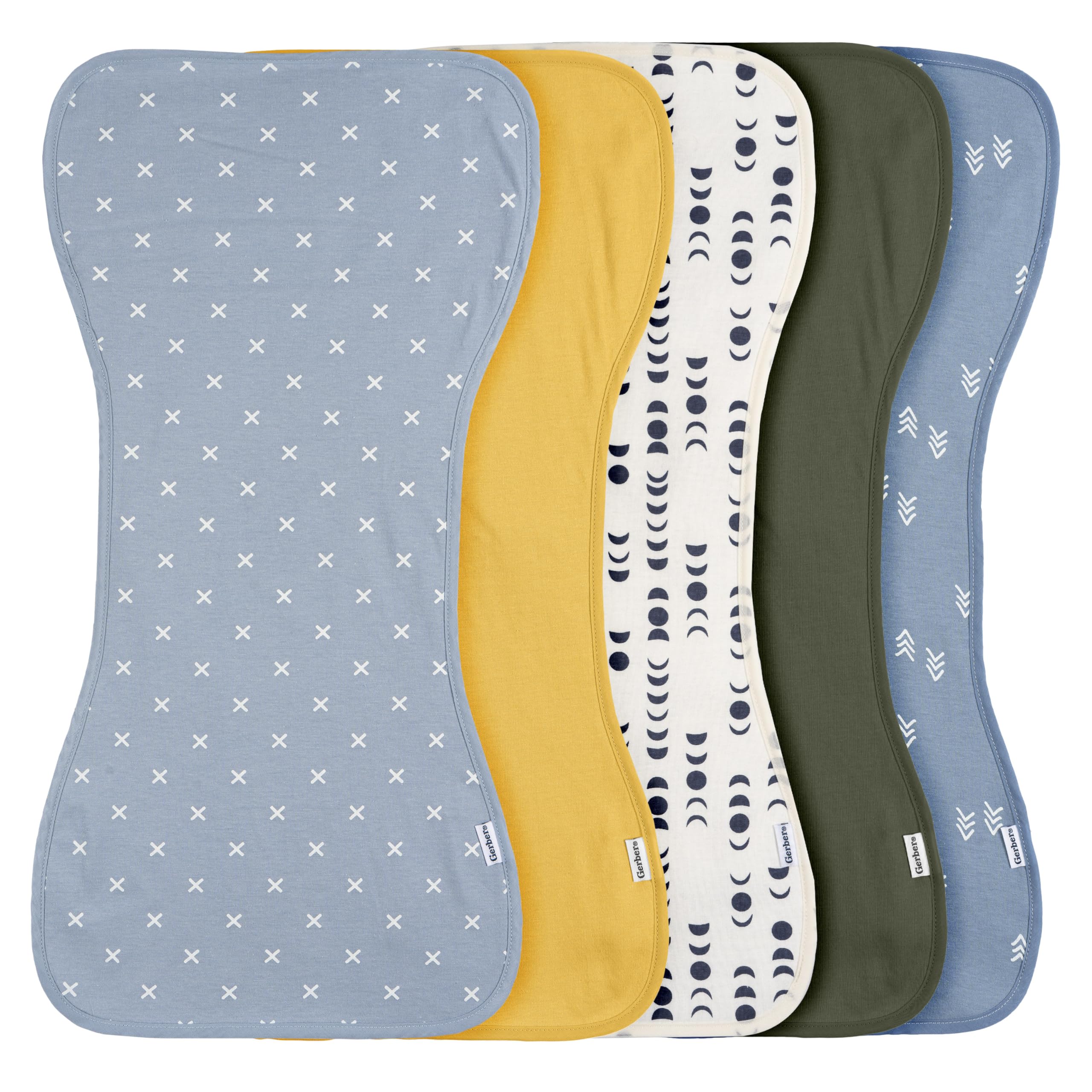 Gerber Baby Unisex Burp Cloths 60-Pack, Blue Gold, Size 10.5" x 21"