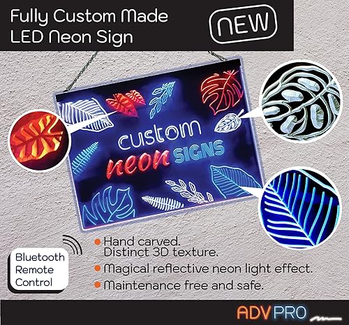 Miniatura 5 de ADVPRO Letrero de neón LED de doble color, tricolor, tu propio diseño, 13 dobles o tricolor, 3 tamaños, paisaje/retrato (9 fuentes de diseño para