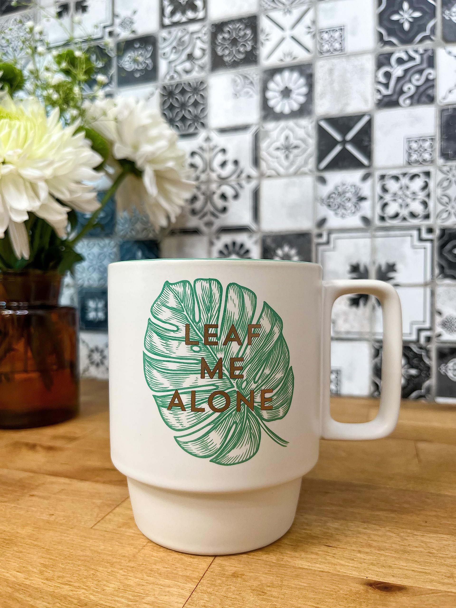 DesignWorks Ink Taza vintage Sass de 355 ml con diseño de hoja