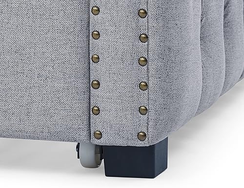 Vista 47 de Sofá cama de tamaño individual con nido, cama de día tapizada y nido, marco de sofá cama nido extraíble, sofá cama nido extraíble, sofá cama