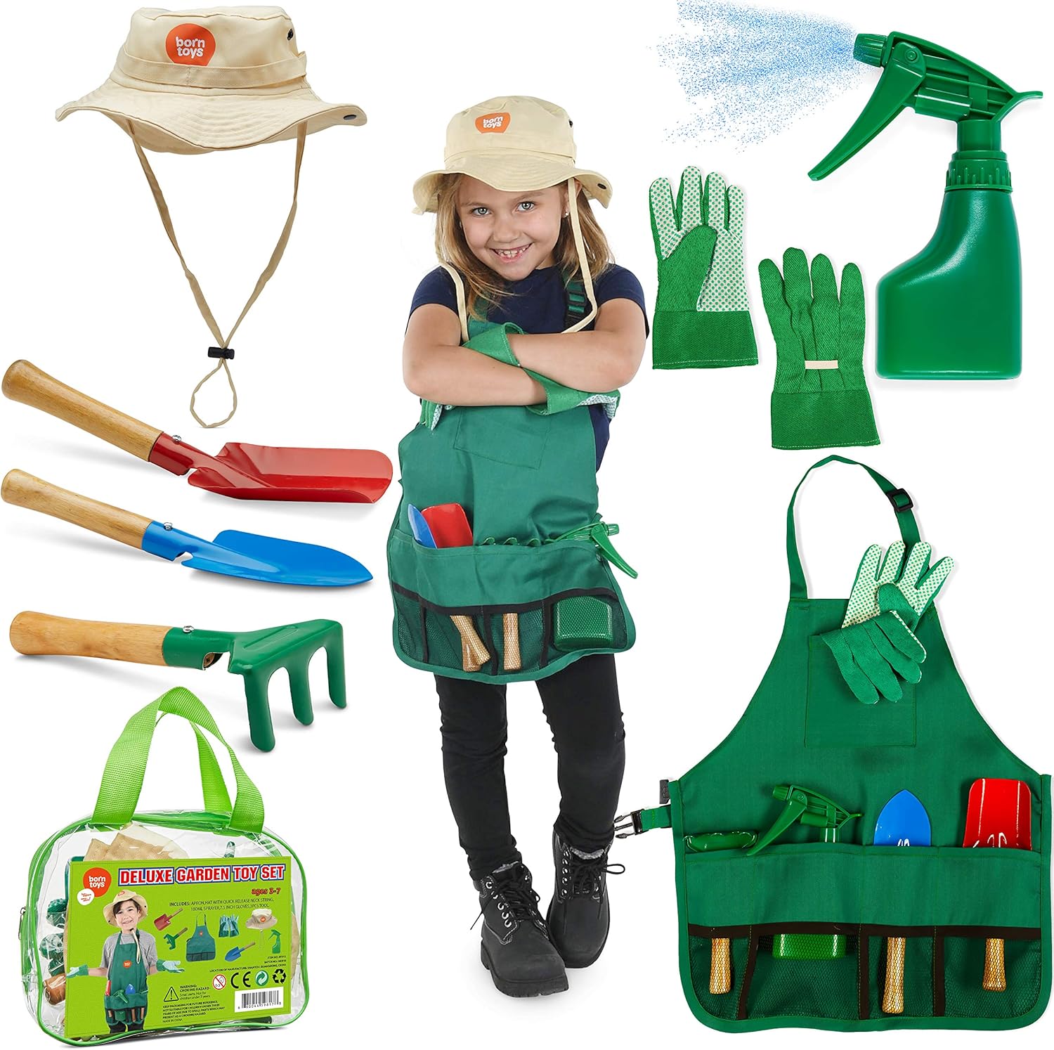 Buy Born Toys Kids Gardening Tool Set Includes Garden Apron, Kids Sun