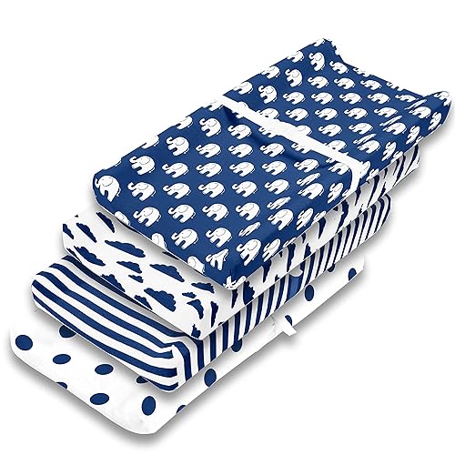 Funda para cambiador – Paquete de 4 fundas para cambiador de bebé de primera calidad – Funda para cambiador de bebé para niño o niña – Jersey puro
