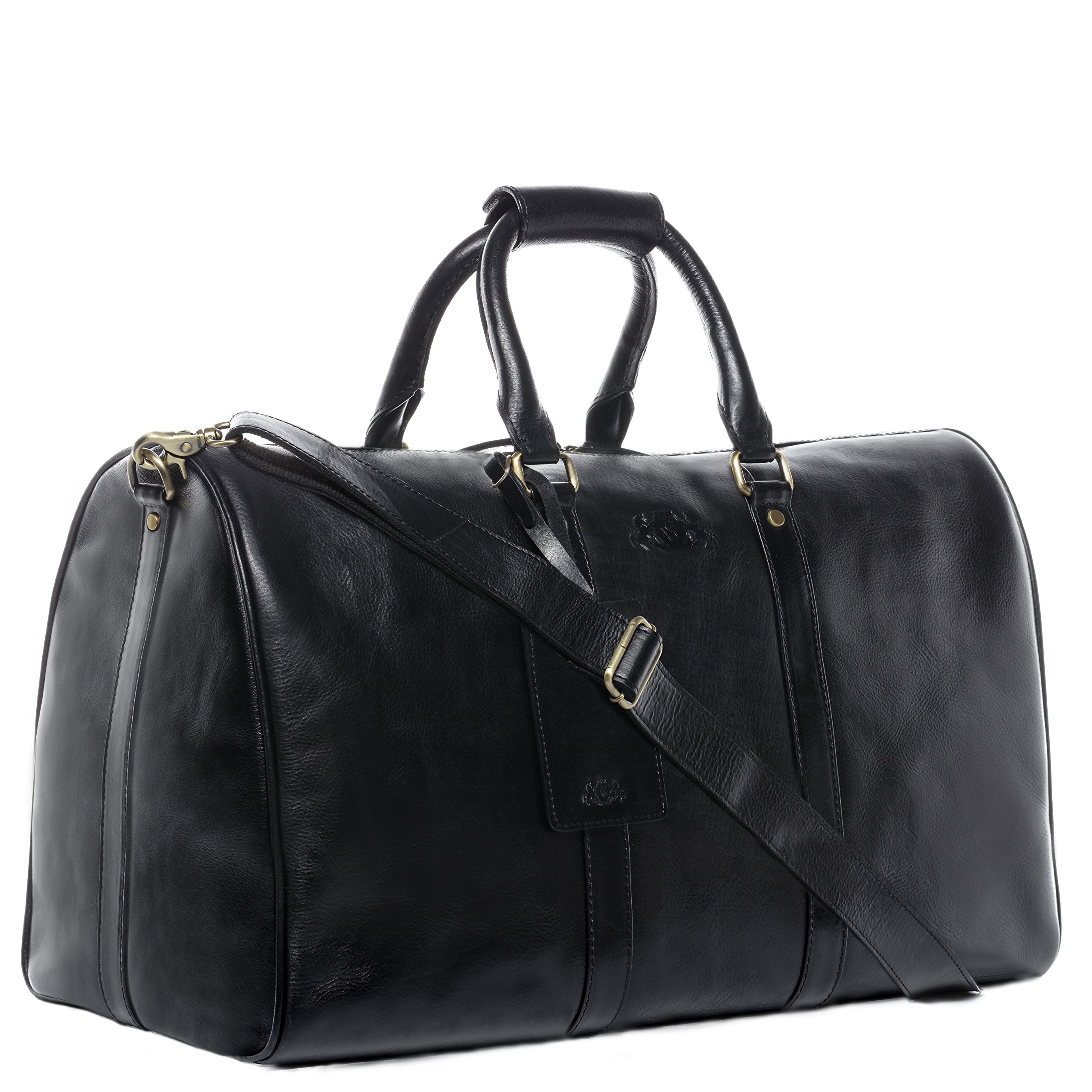 SID & VAIN Bolsa de Viaje Grande Cuero I Bolso de Deporte Fin de Semana I Maletín Viaje Weekender, Equipaje de Mano Cabina Franklin Negro Hecho a Mano