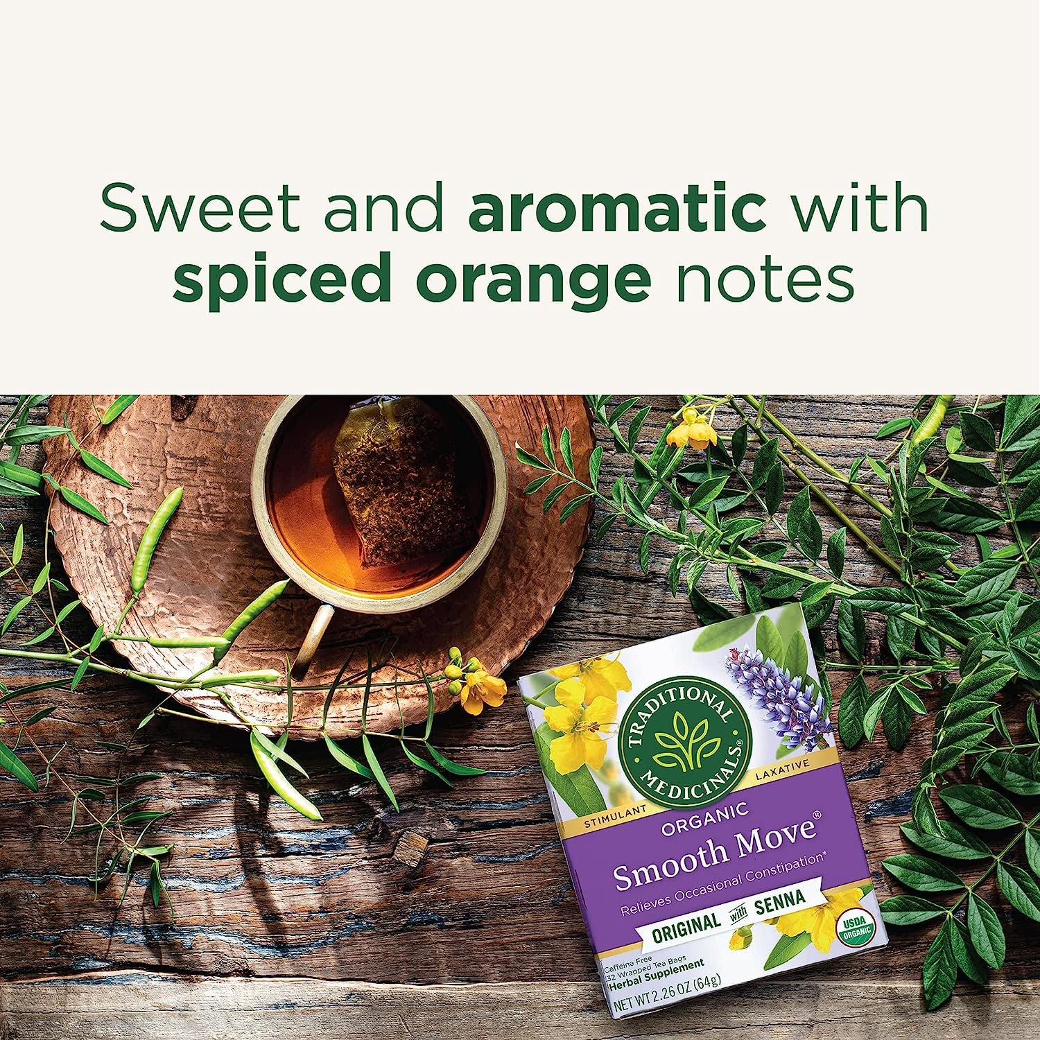 Traditional Medicinals - Organic Smooth Move Original Senna Tea (4 Pack) - 64 Tea Bags Total