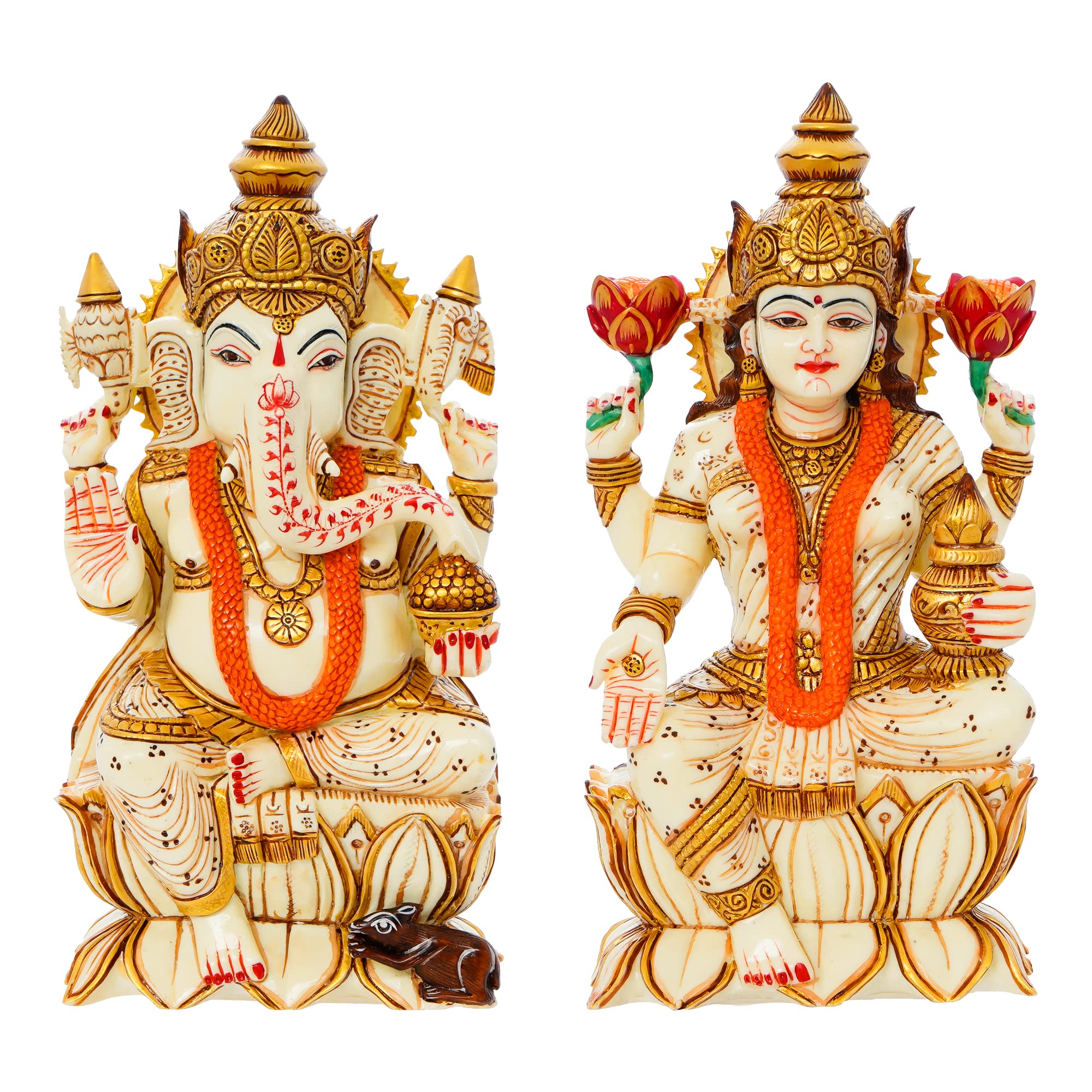 Buy Mukundra Art N Craft,9", Lord Ganesha and Lakshmi Idol Statue