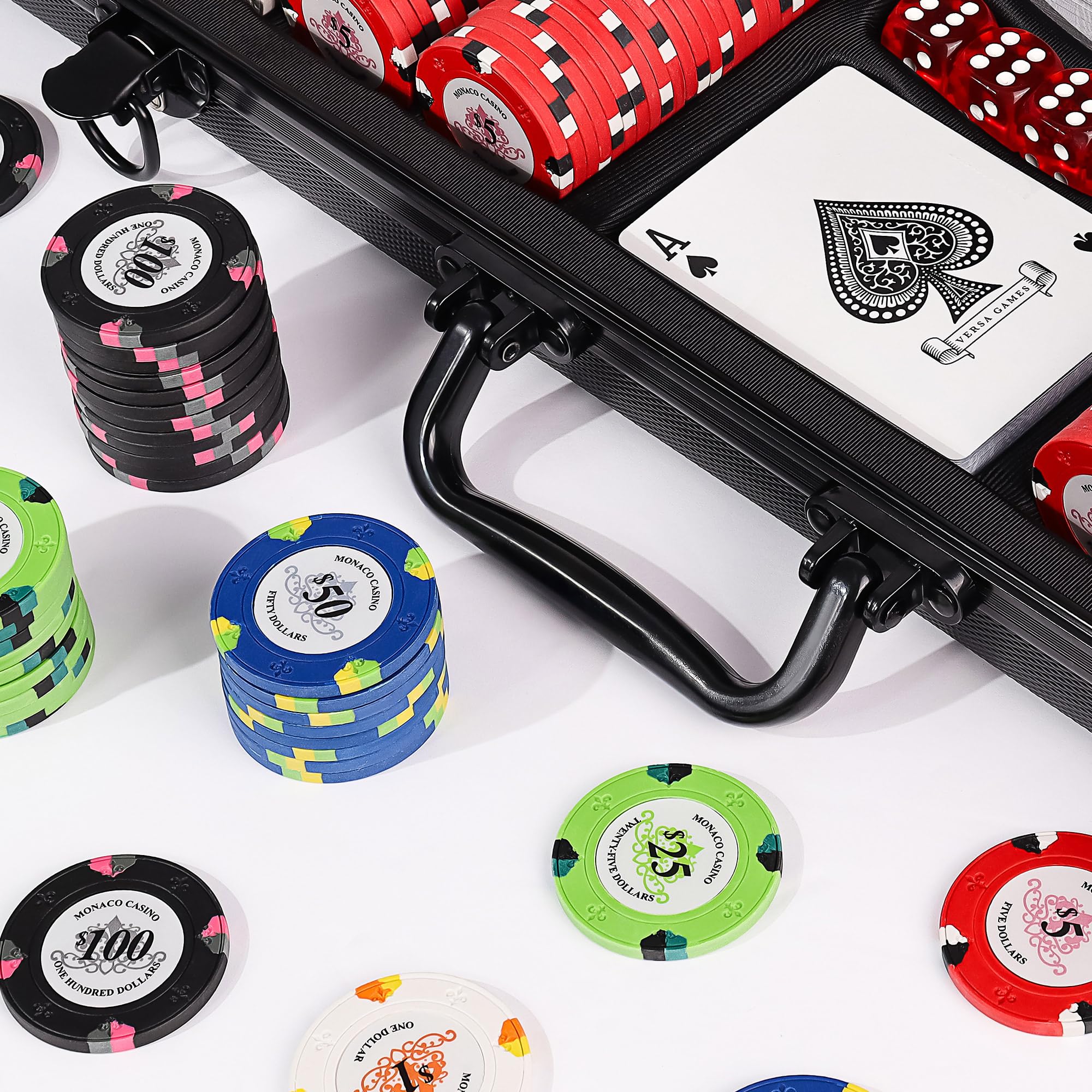 Poker Chips Set - 500pc Monaco Casino 13.5g Clay Poker Chips Set