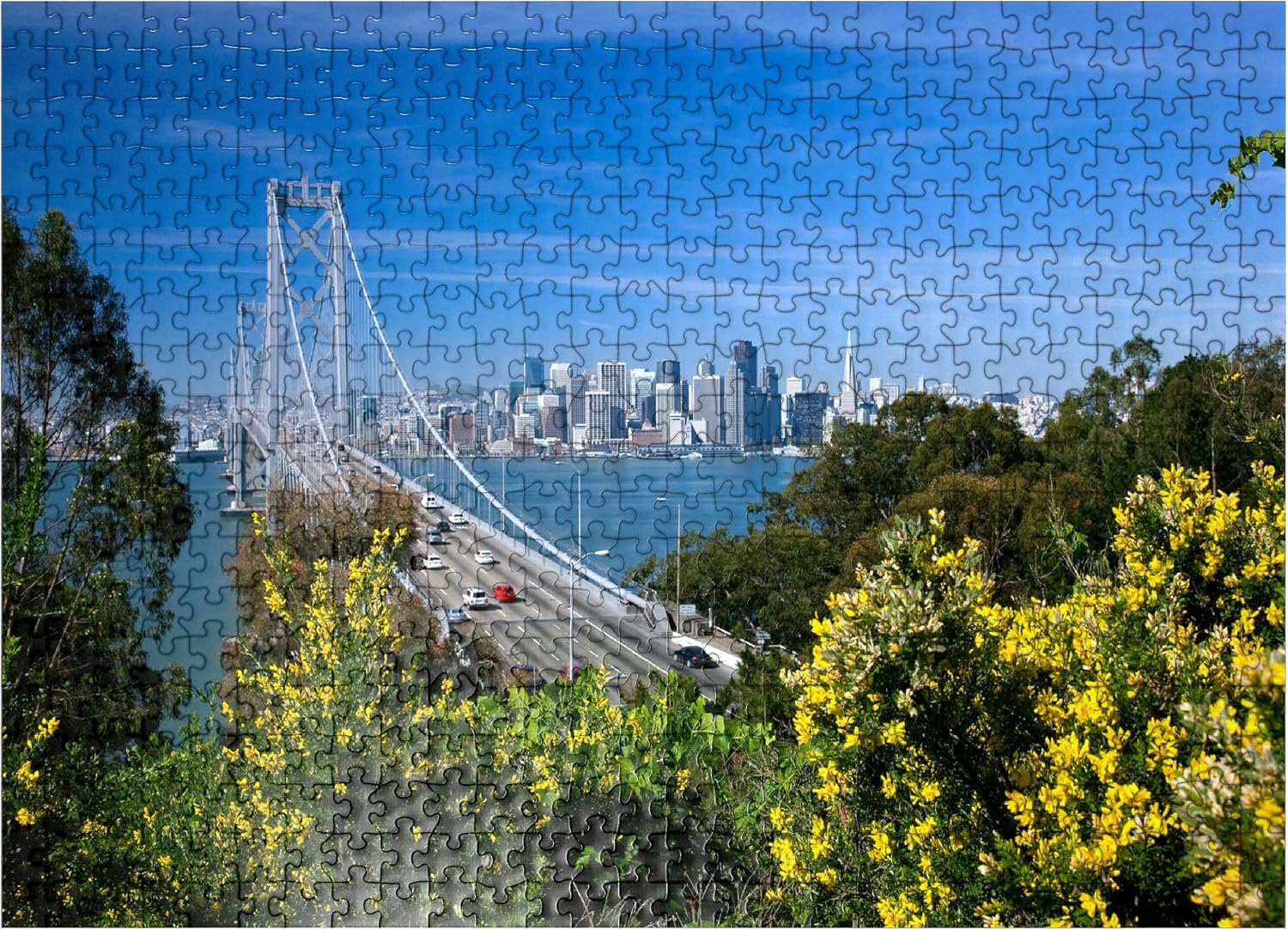 MyPuzzle Bay Bridge with Skyline, San Francisco, California, USA - Premium 500 Piece Jigsaw Puzzle for Adults