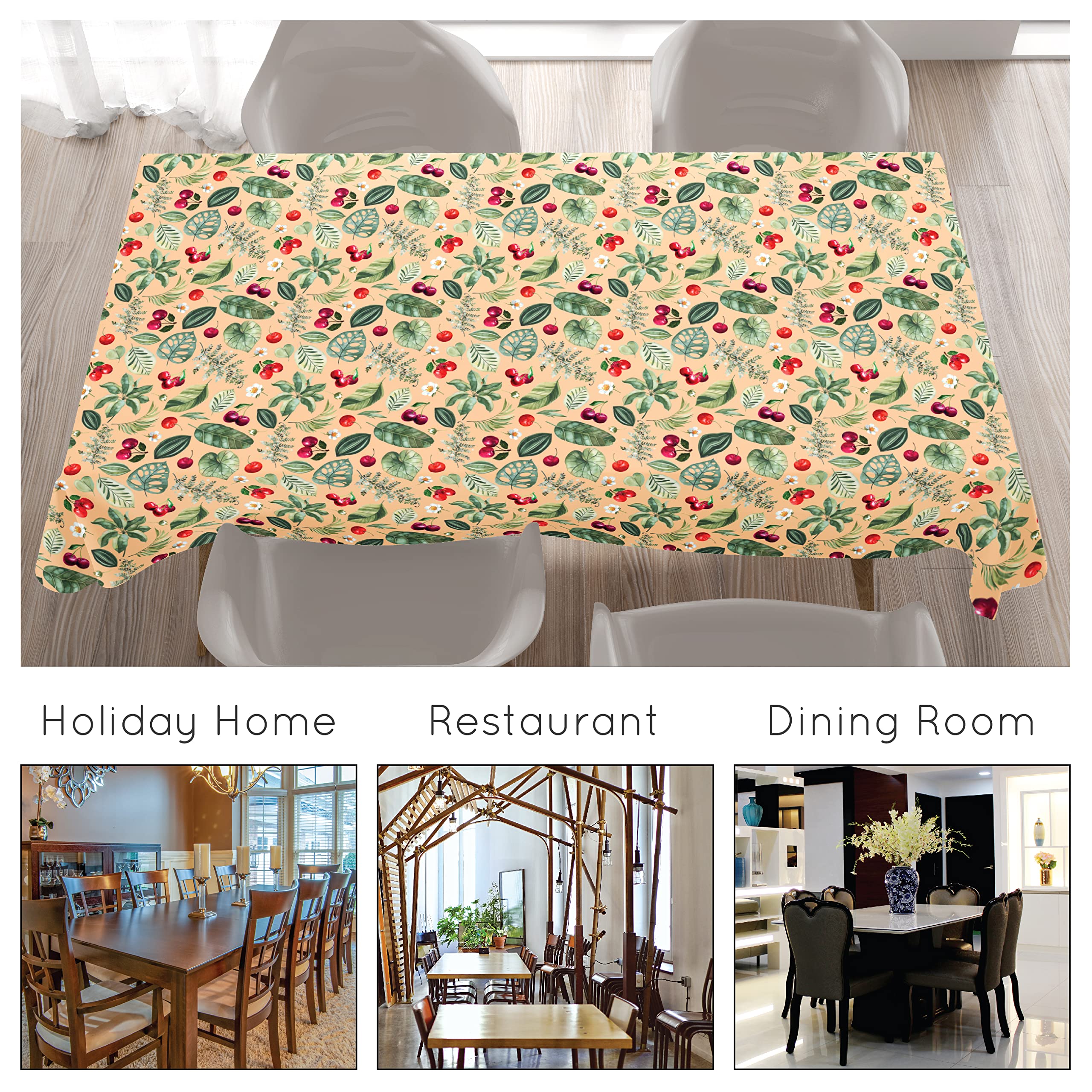 Encasa XO Polyester Printed Tablecloth, Twill Fabric Table Cover, Water Repllelant - Image 4