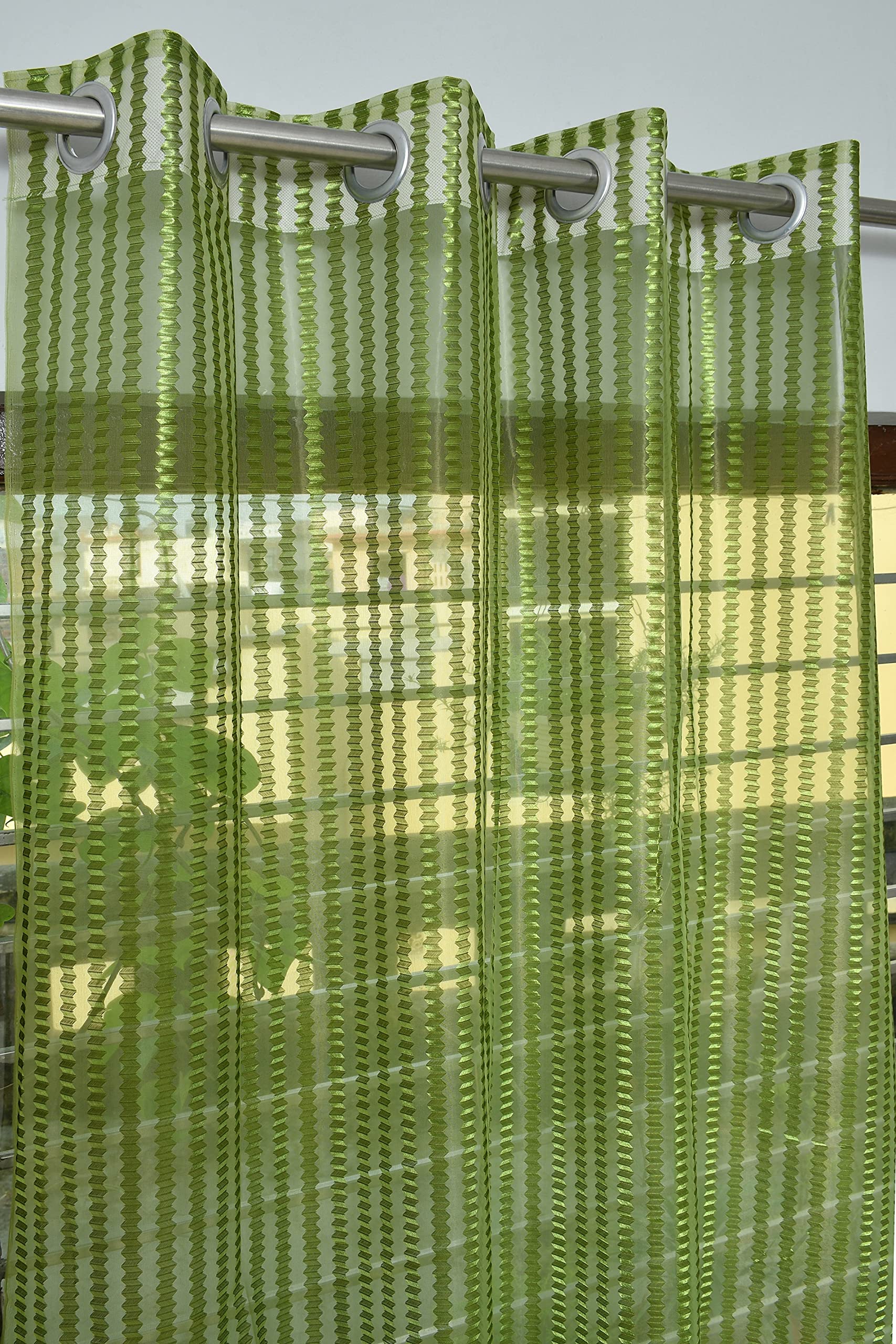 Galaxy Home Decor Sheer Net Transparent Curtains for Window 5 Feet, Pack of 1, Green
