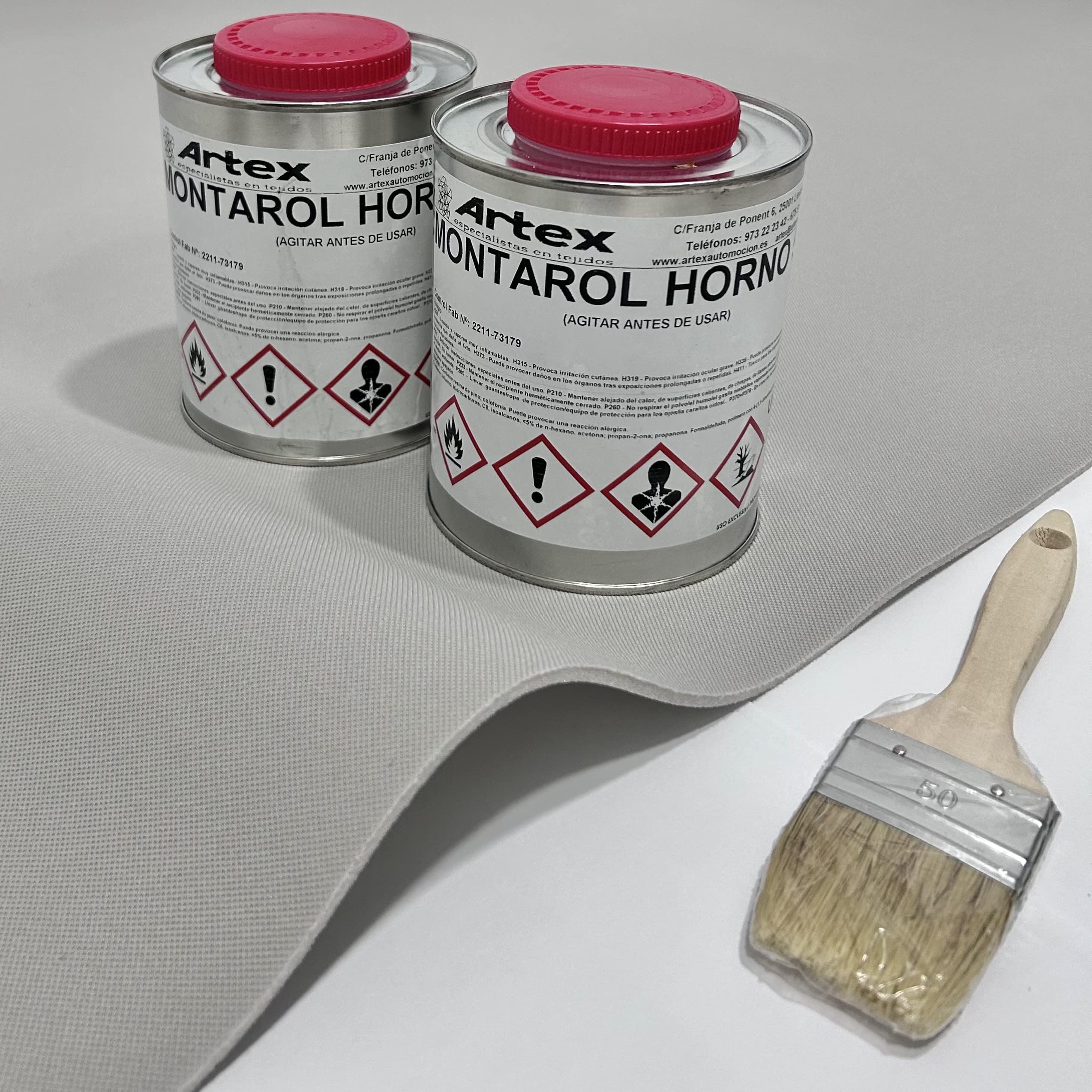 Kit para tapizar techo de coche y puertas - 3 Metros x 1,45 m de tela Gris Clara foamizada + 2 lts de cola para tapicería + brocha.