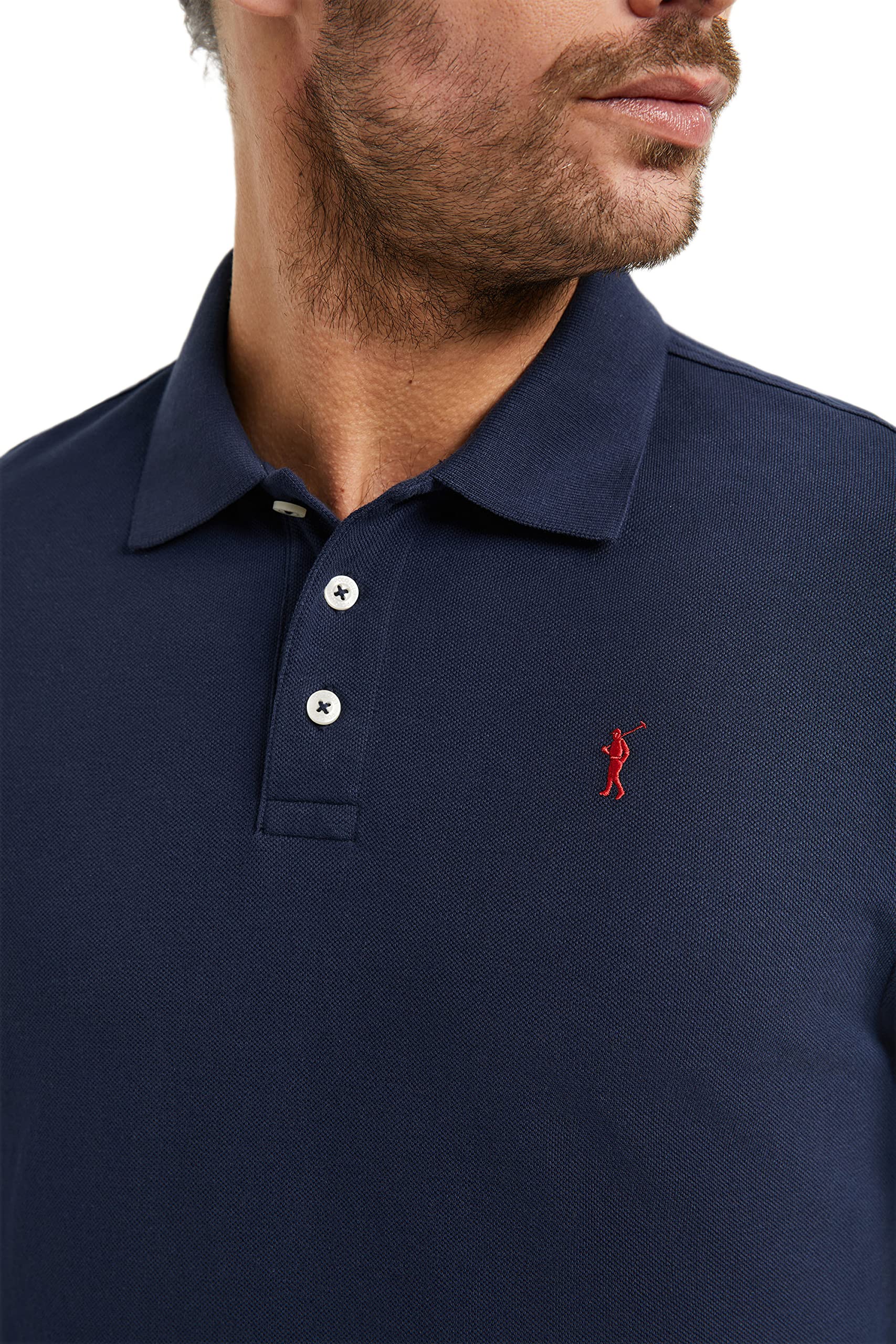 Polo Club Polo Elegante Uomo Manica Lunga Ricamo con Logo - 100% Cotone -