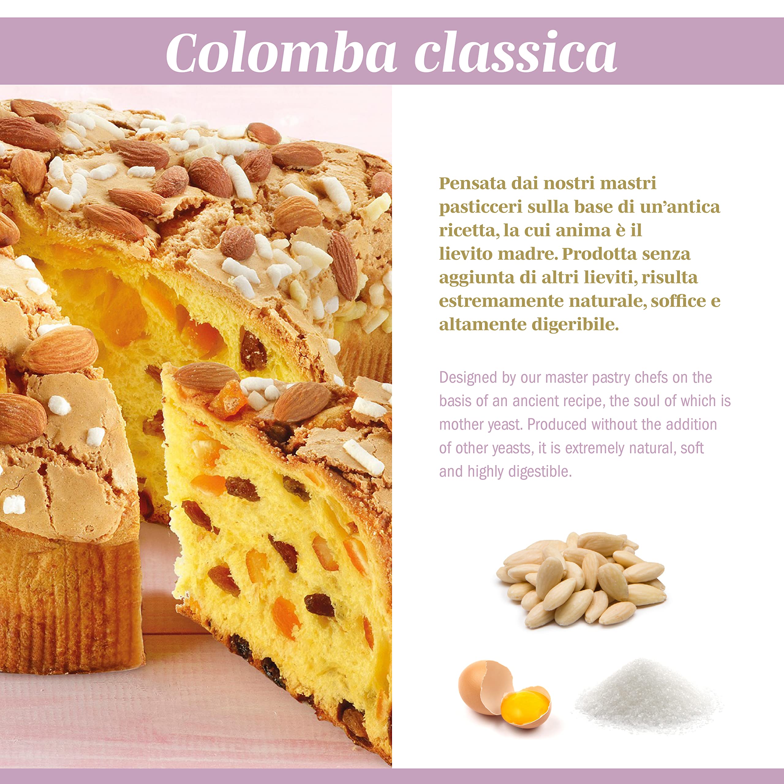 Flamigni - Klassische Artisan Colomba Cake (Taube) mit 13% kandierten Orangen und 9% Rosinen in einer herrlichen Geschenkverpackung 1KG